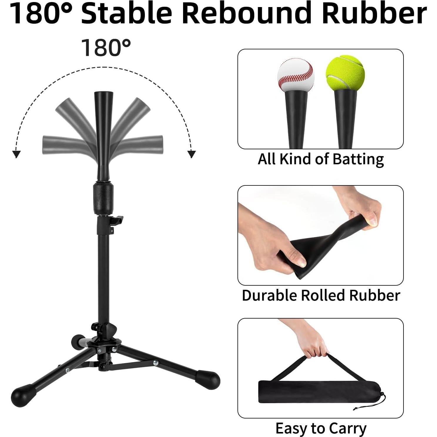 Tee de Béisbol Ajustable Wiseek BT-Negro para Niños 59.69-101.06 cm