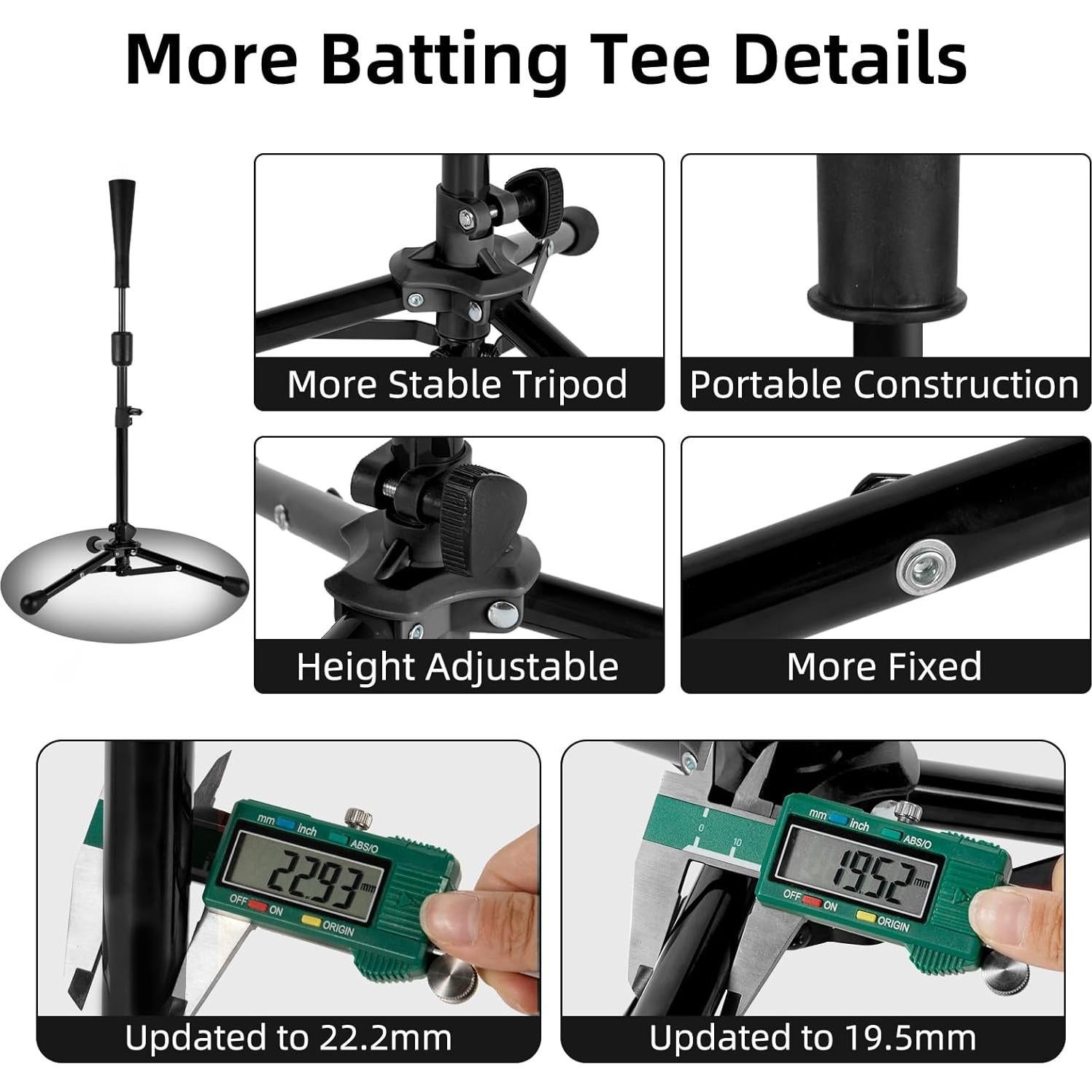 Tee de Béisbol Ajustable Wiseek BT-Negro para Niños 59.69-101.06 cm