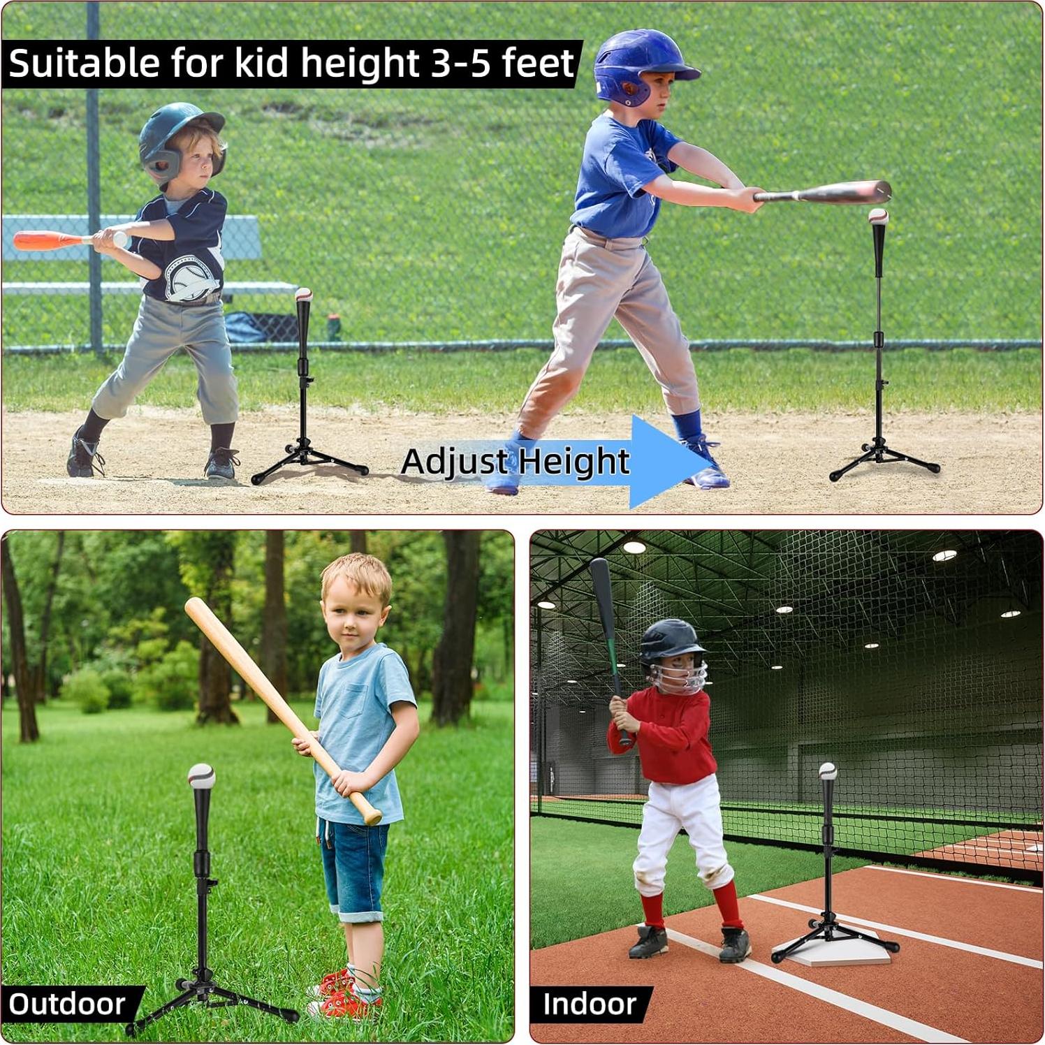 Tee de Béisbol Ajustable Wiseek BT-Negro para Niños 59.69-101.06 cm