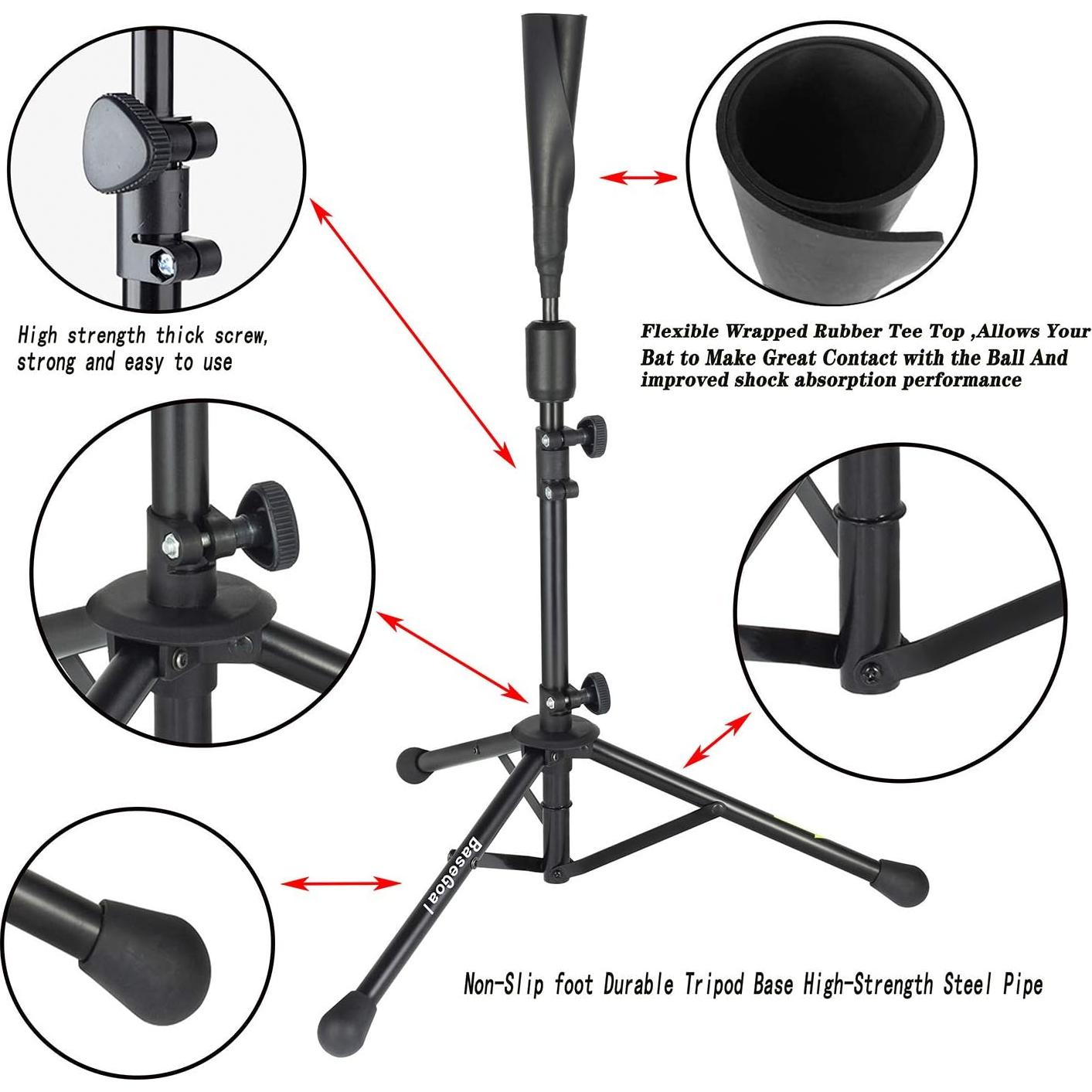 Tee de Bateo Portátil BaseGoal Ajustable 27.5-48" (69.85-121.92 cm)