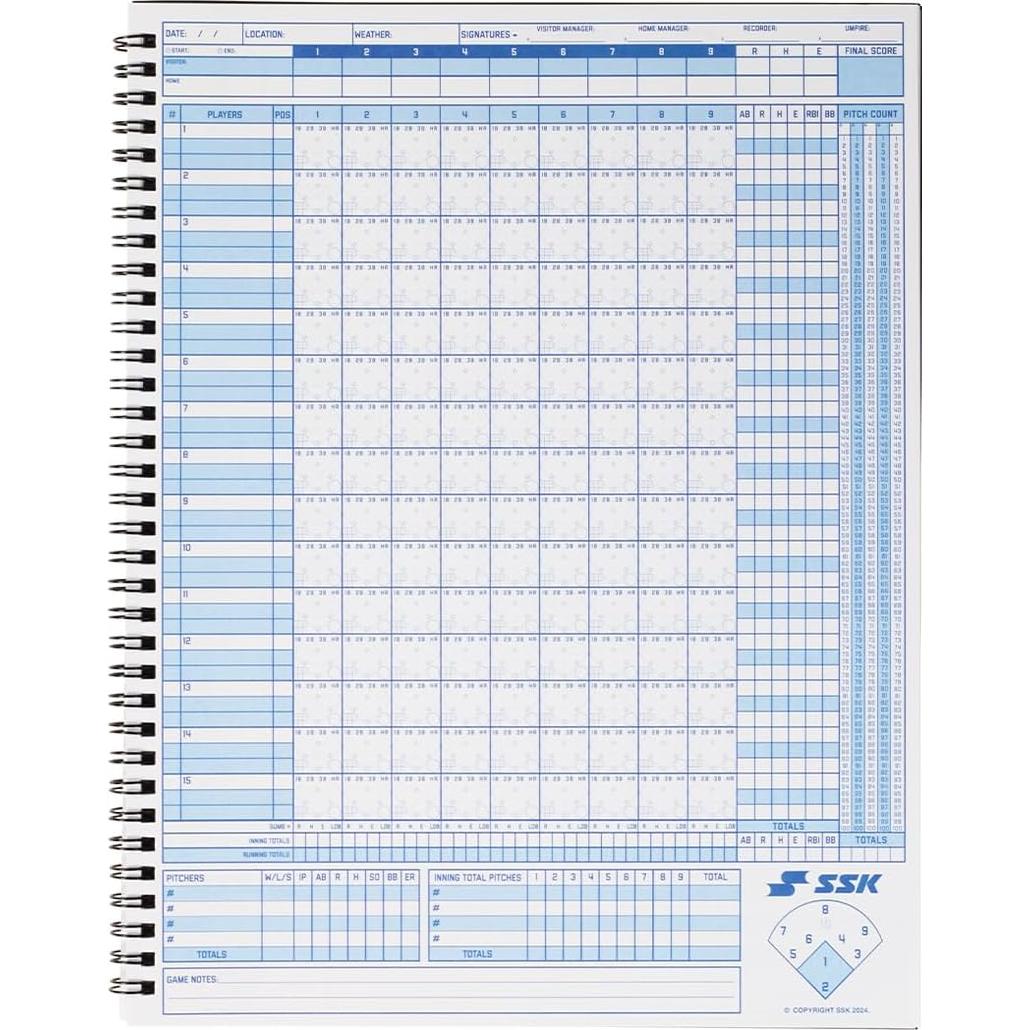 Libro Oficial de Puntuación SSK 50 Juegos Béisbol + Softbol