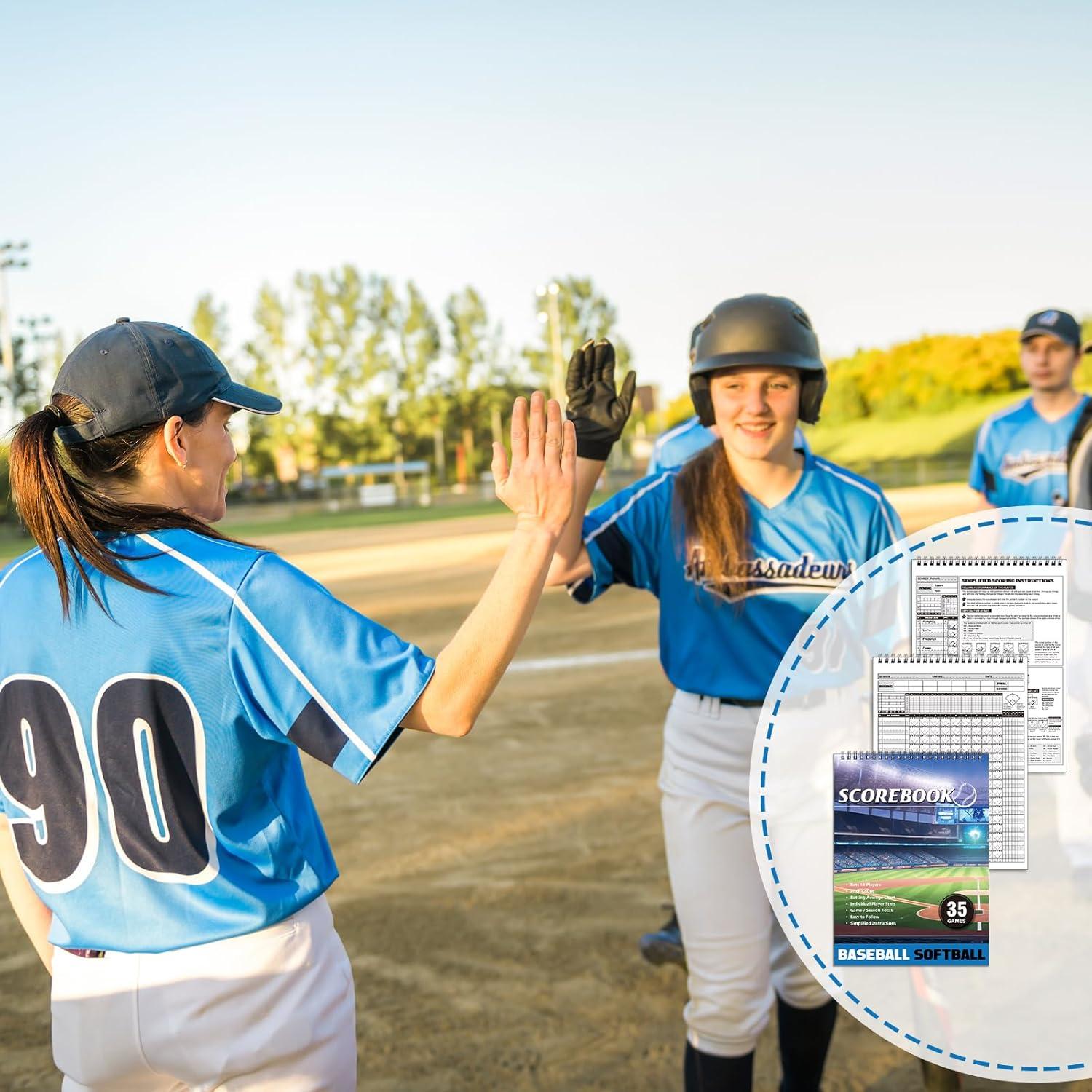 Libros de Puntuación de Béisbol Qilery - 2 Pcs, 35 Juegos, 29.5x21 cm