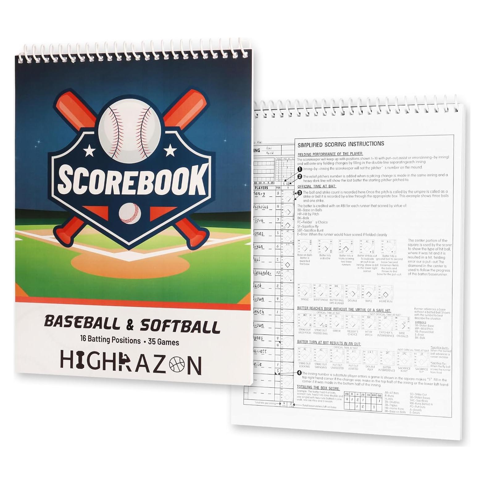 Libro de Puntuación de Béisbol y Softbol HIGHRAZON 35 Juegos