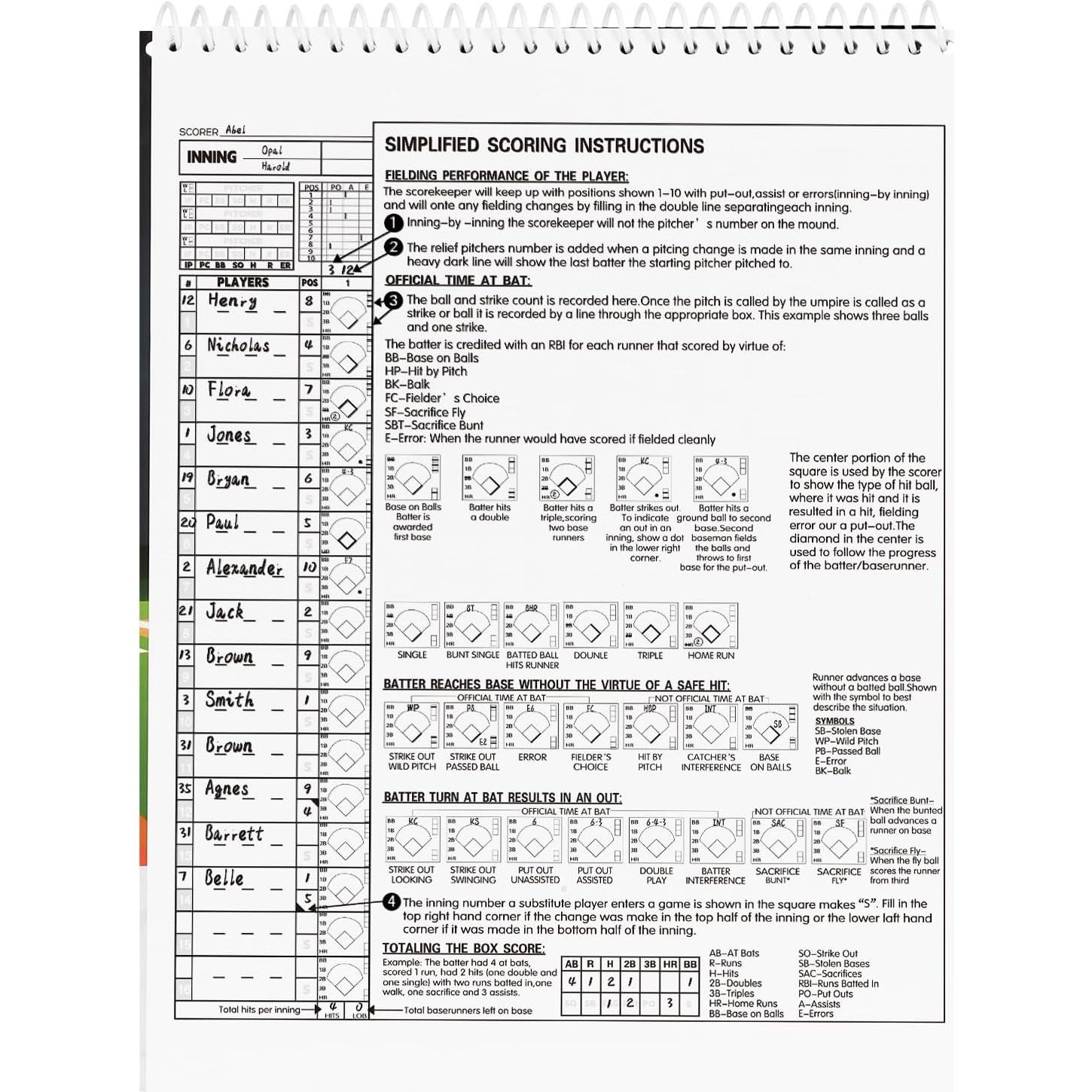 Libro de Puntuación de Béisbol y Softbol HIGHRAZON 35 Juegos