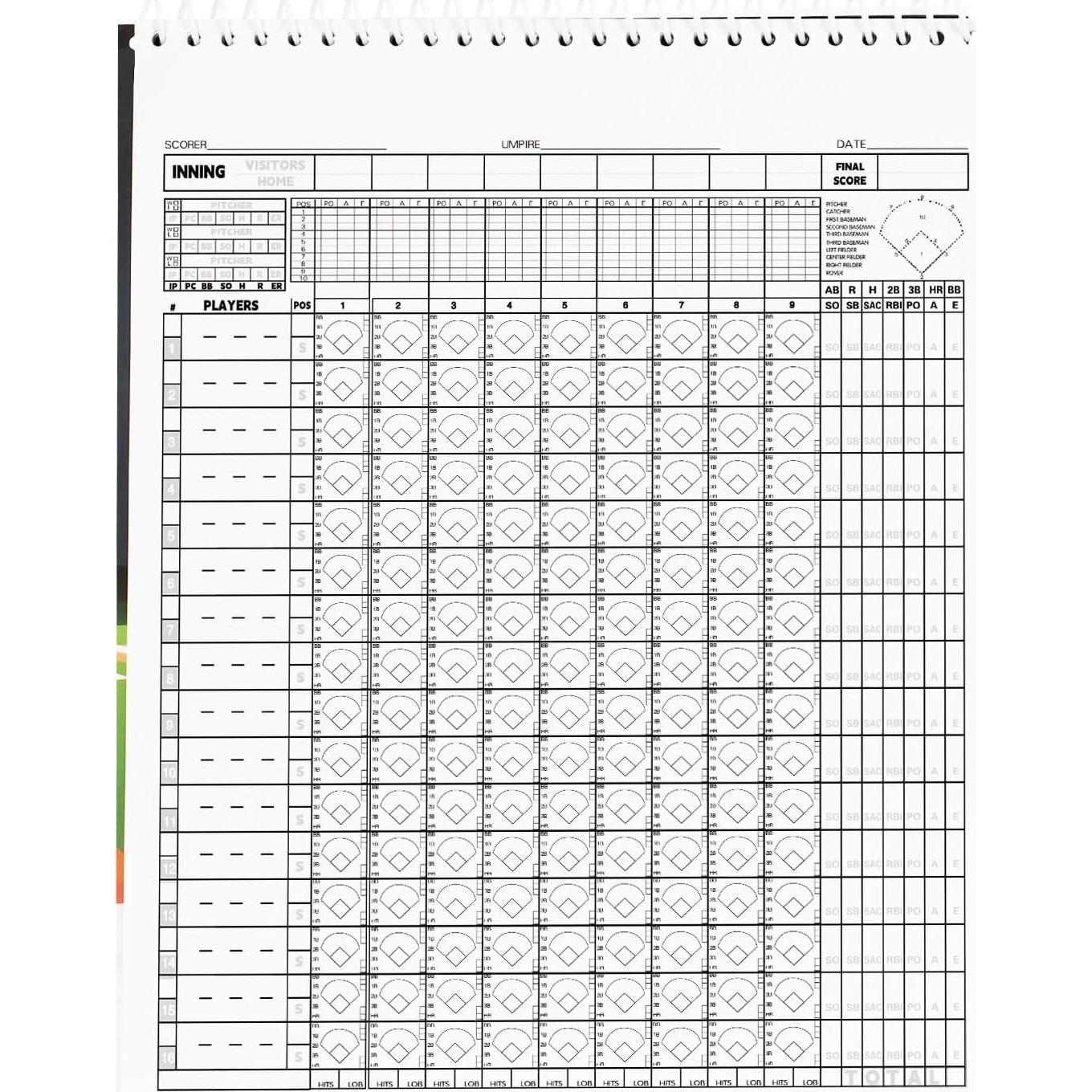 Libro de Puntuación de Béisbol y Softbol HIGHRAZON 35 Juegos