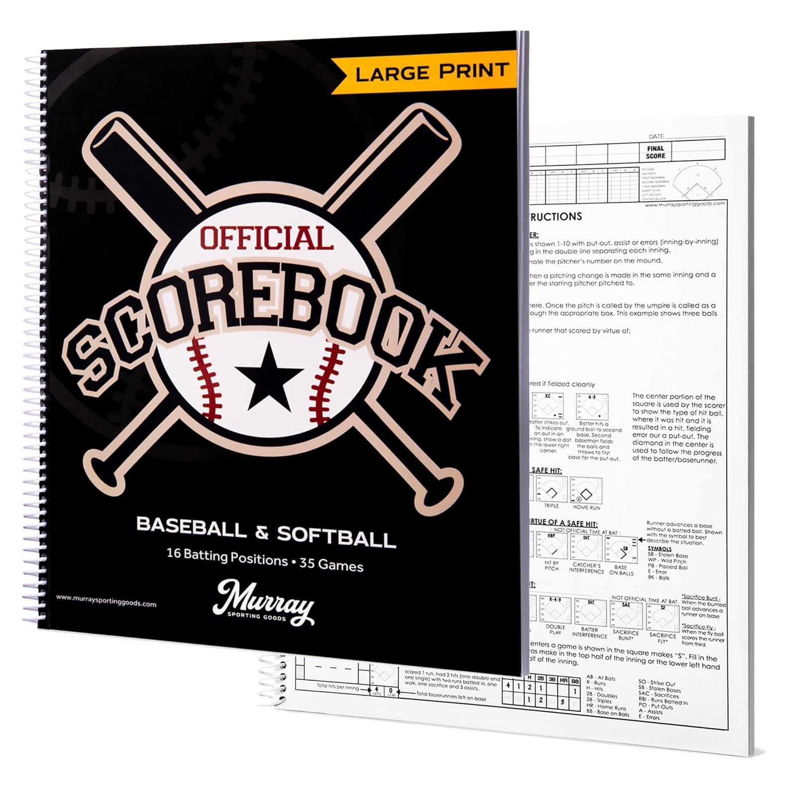 Libro de Puntuación de Béisbol/Sóftbol Murray - Letra Grande 35 Juegos