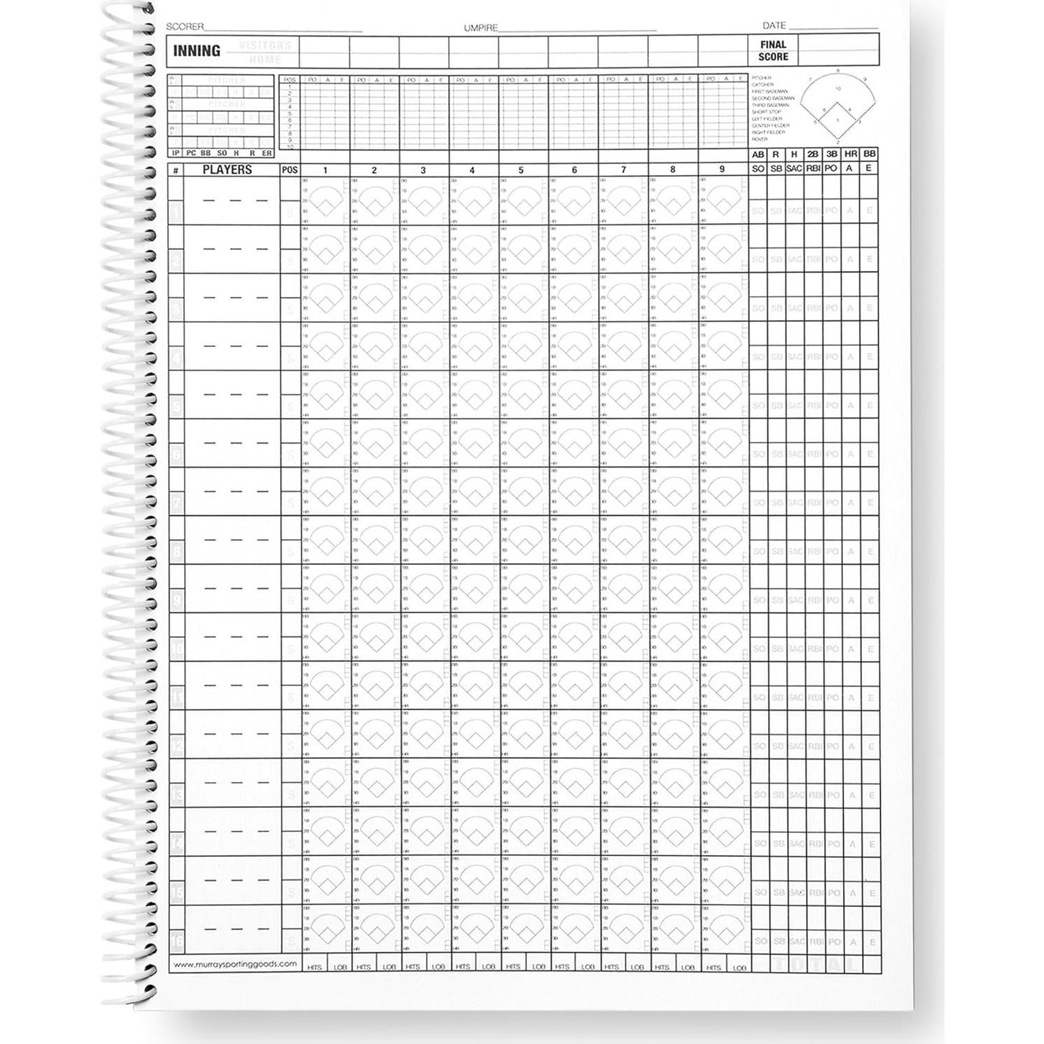 Libro de Puntuación de Béisbol/Sóftbol Murray - Letra Grande 35 Juegos