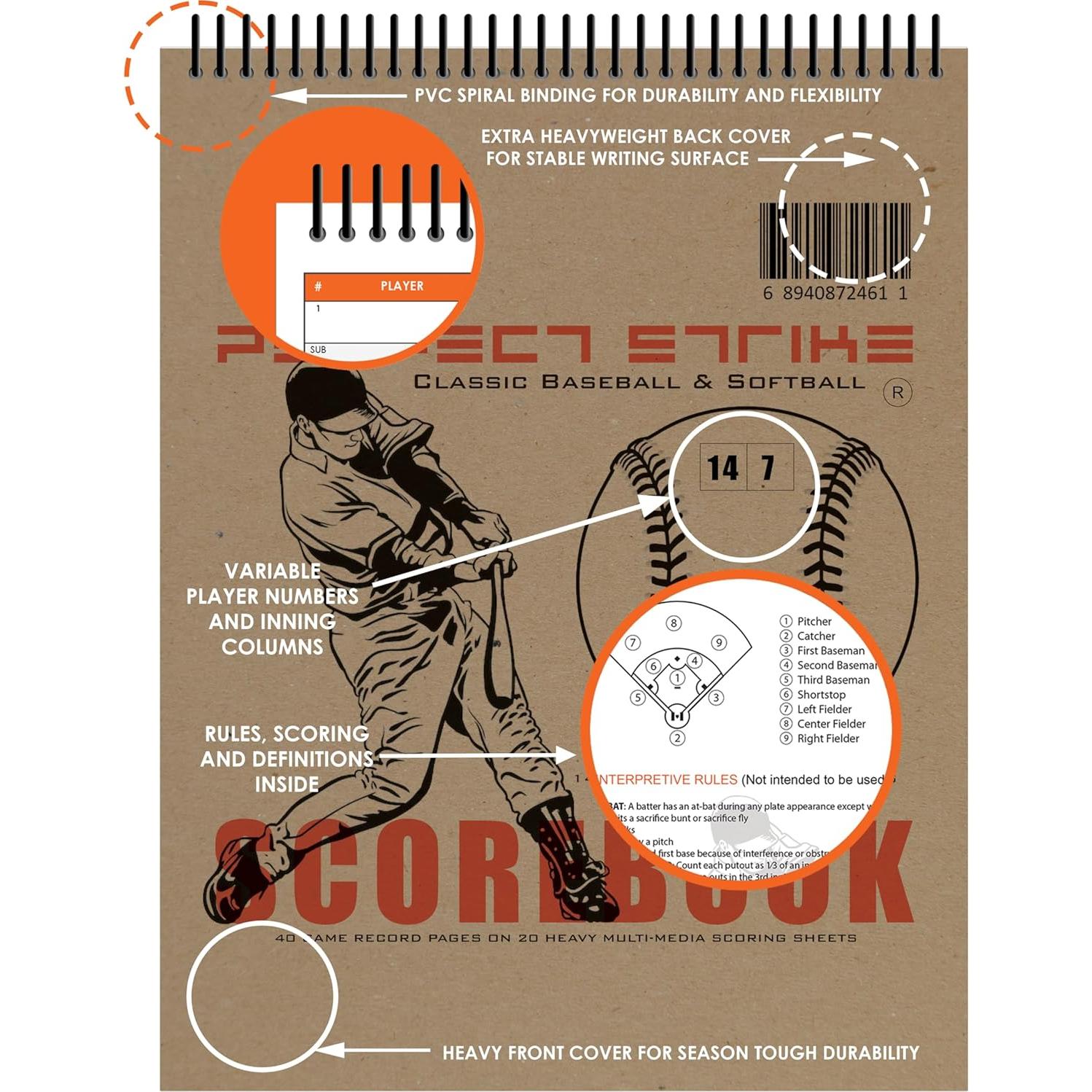 Libro de Puntuación de Béisbol Perfect Strike 40 Páginas