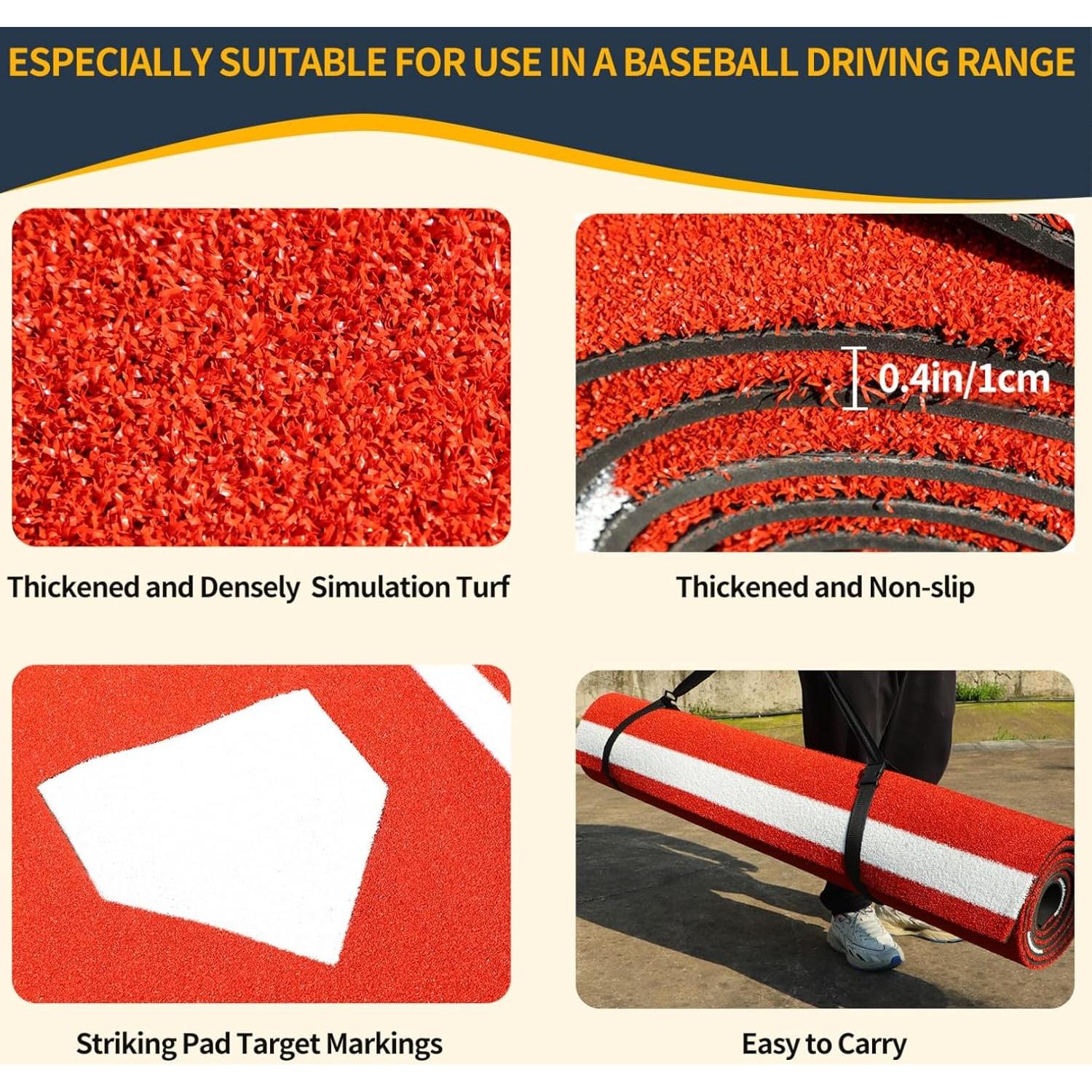 Alfombra de Bateo Qryovsa 3m x 1.5m Impermeable para Entrenamiento