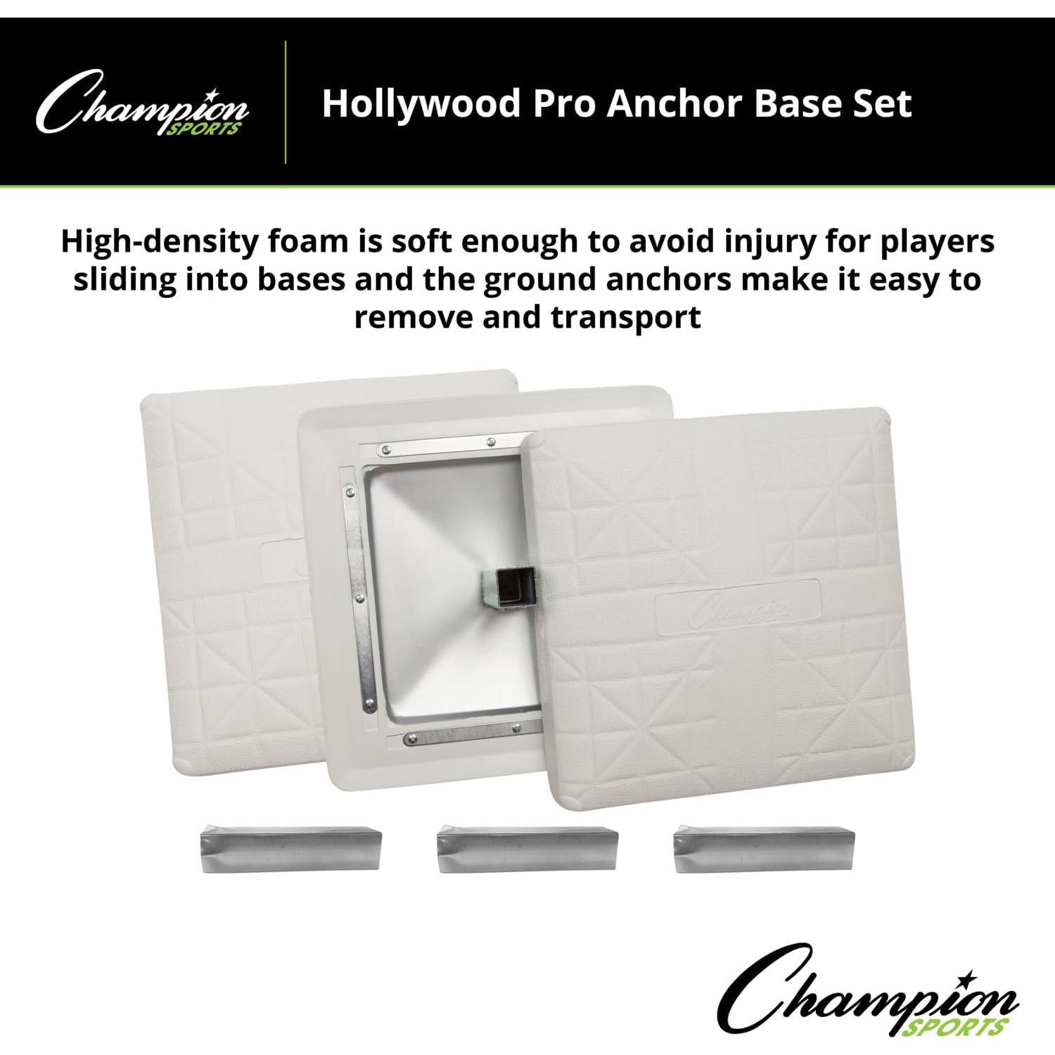 Conjunto de Bases de Béisbol Ancladas Champion Sports Pro 3 Piezas