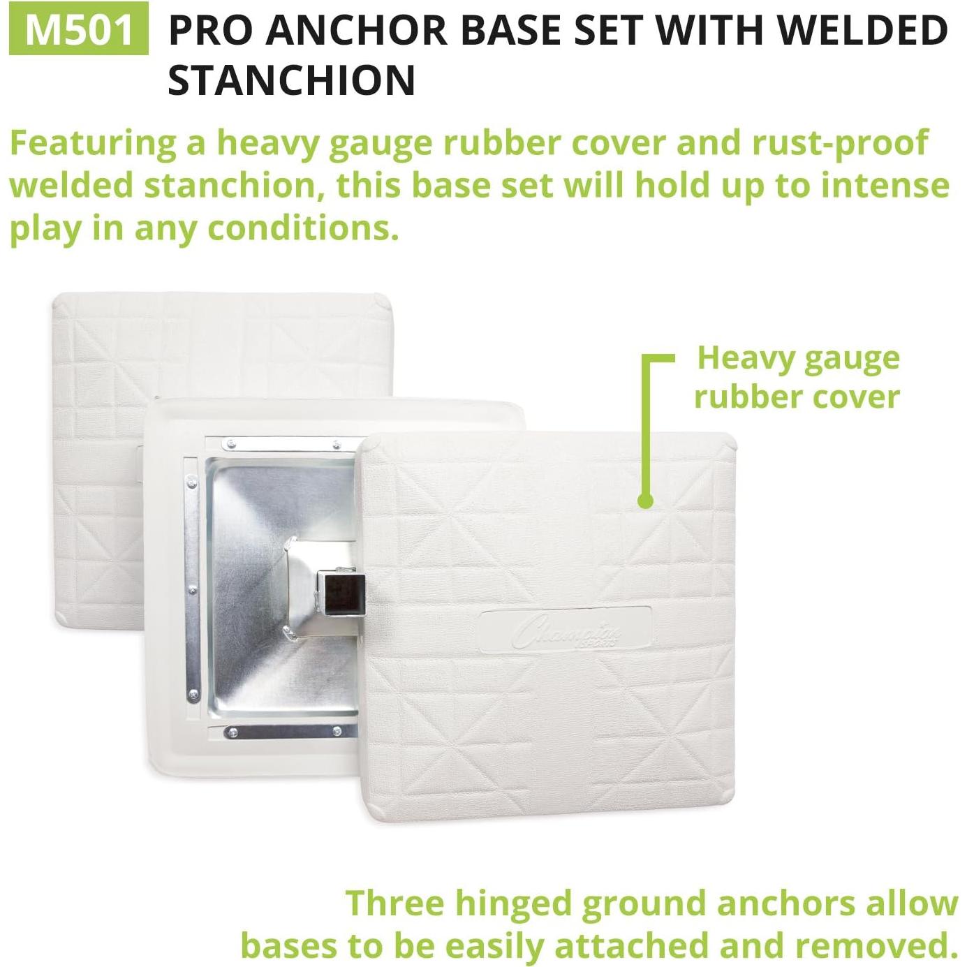 Conjunto de Bases de Béisbol Ancladas Champion Sports Pro - 3 Bases Resistentes