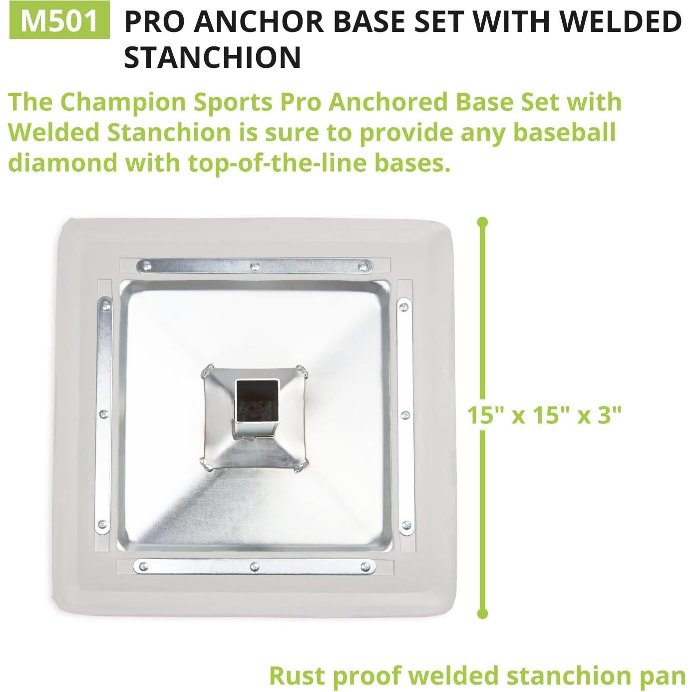 Conjunto de Bases de Béisbol Ancladas Champion Sports Pro - 3 Bases Resistentes