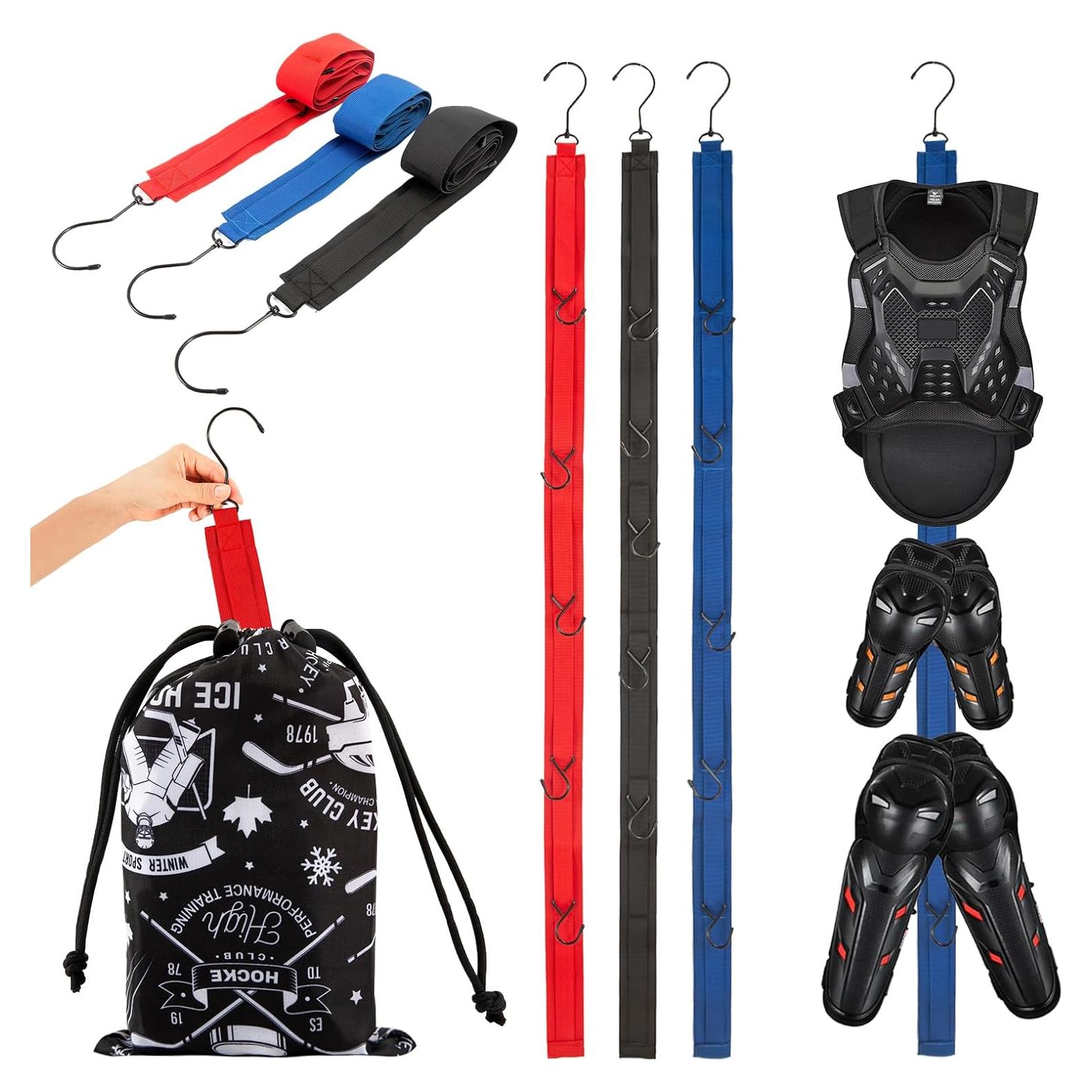 3 PACK Hockey Drying Rack With Storage Bag,Hockey Equipment Gear Drying Rack, Sports Gear Organizer Hanging Straps,Ice Goalie Hockey Gifts For Boys Football Baseball Catcher.Outdoor Camping Must Haves