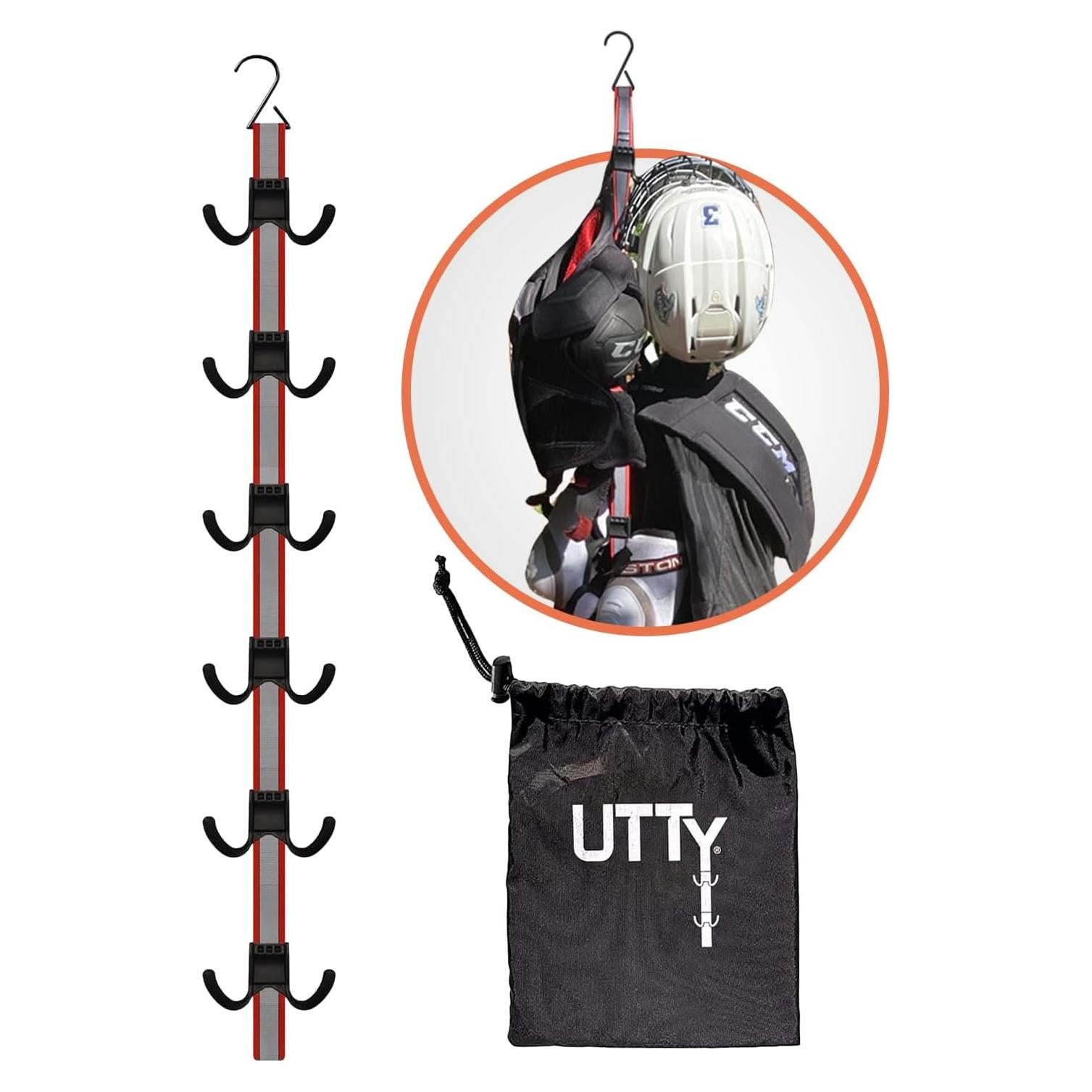 Soporte Colgante UTTY para Secar Equipos de Hockey - 6 Ganchos Ajustables