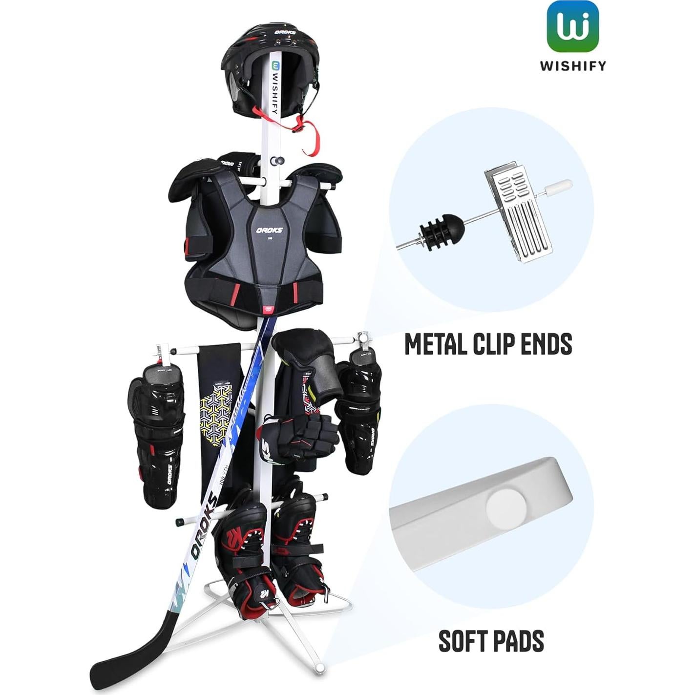 Soporte para Secar Equipos de Hockey Wishify - Estante Metal 140x56cm