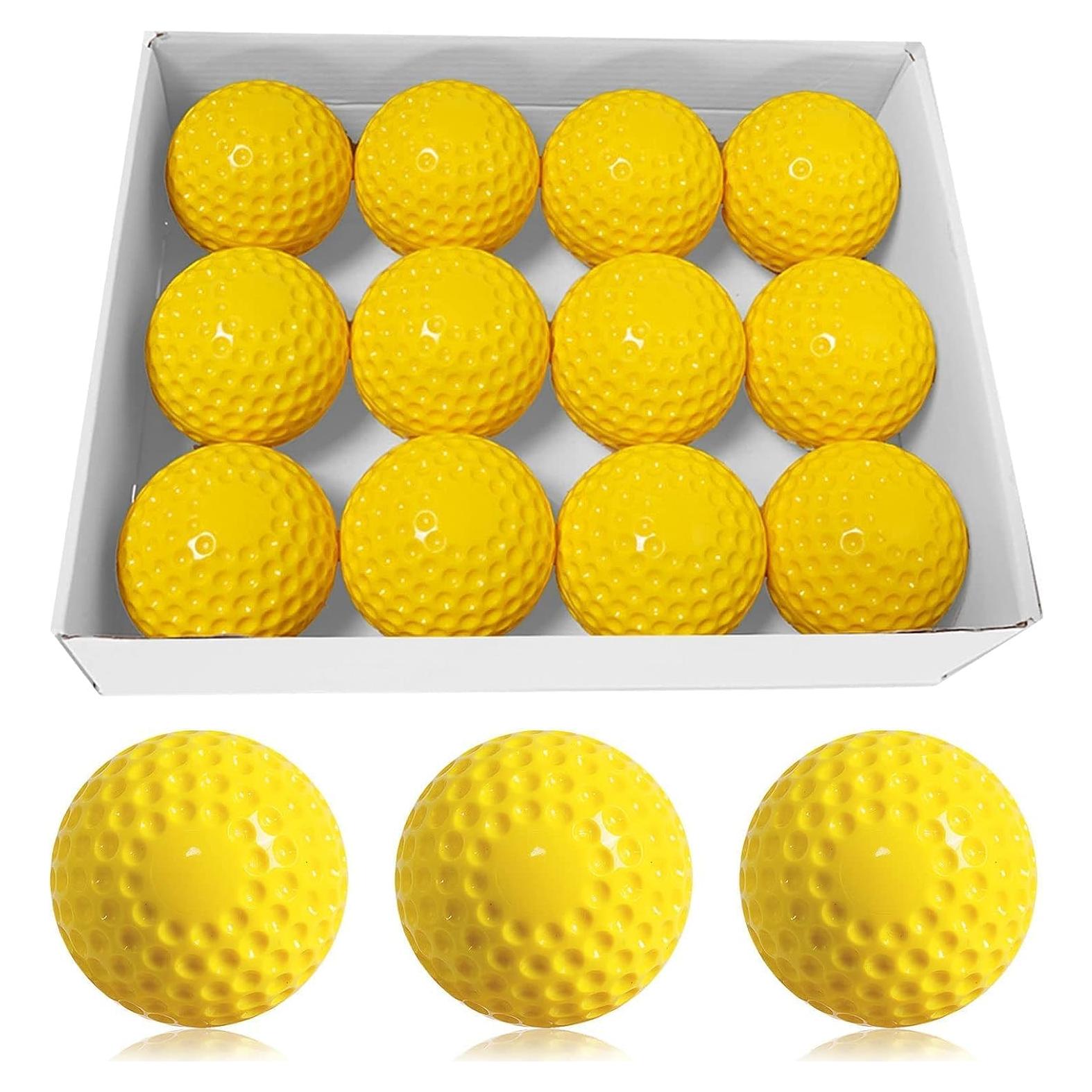 Paquete de 12 pelotas de béisbol Forcebucket 22.86 cm amarillas