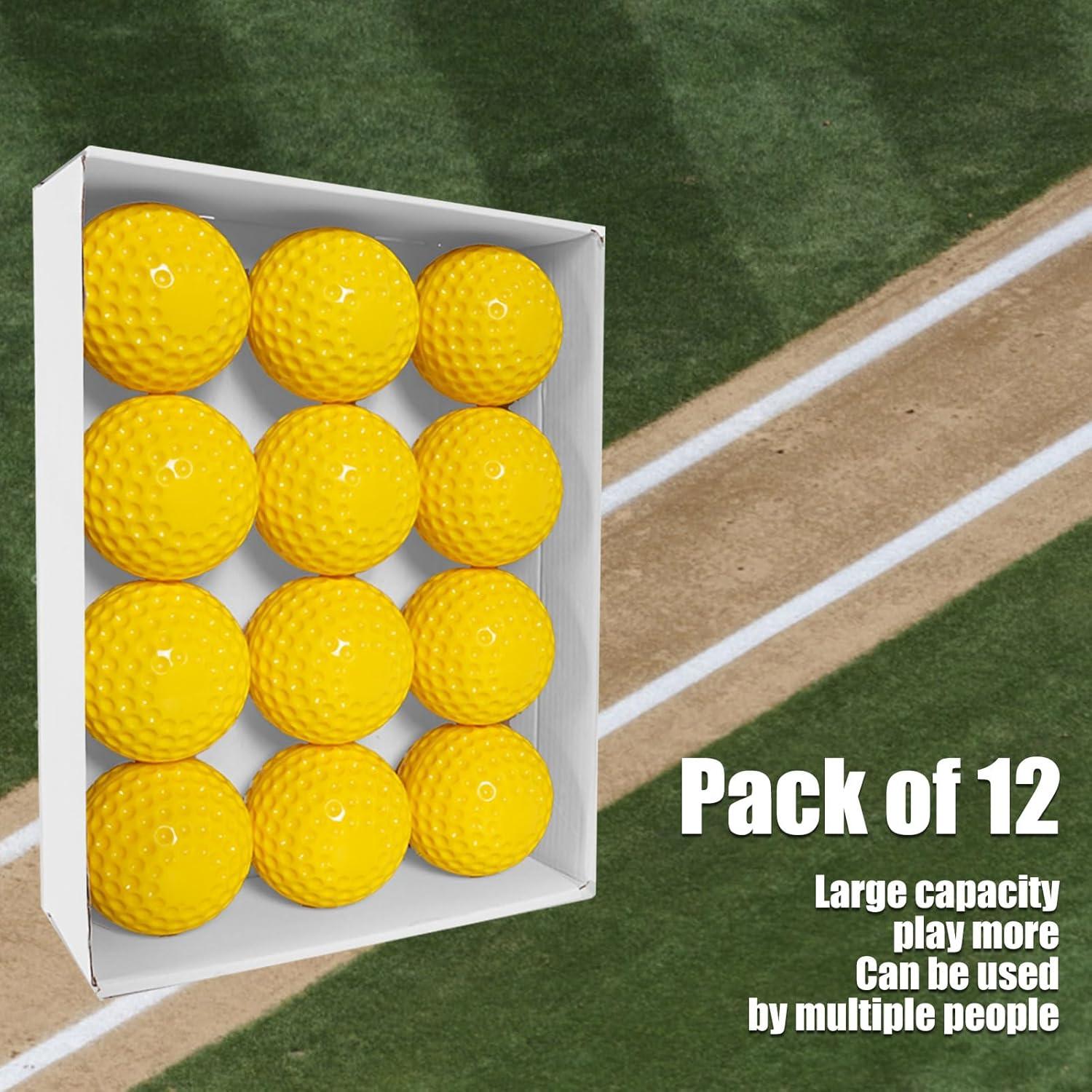 Paquete de 12 pelotas de béisbol Forcebucket 22.86 cm amarillas