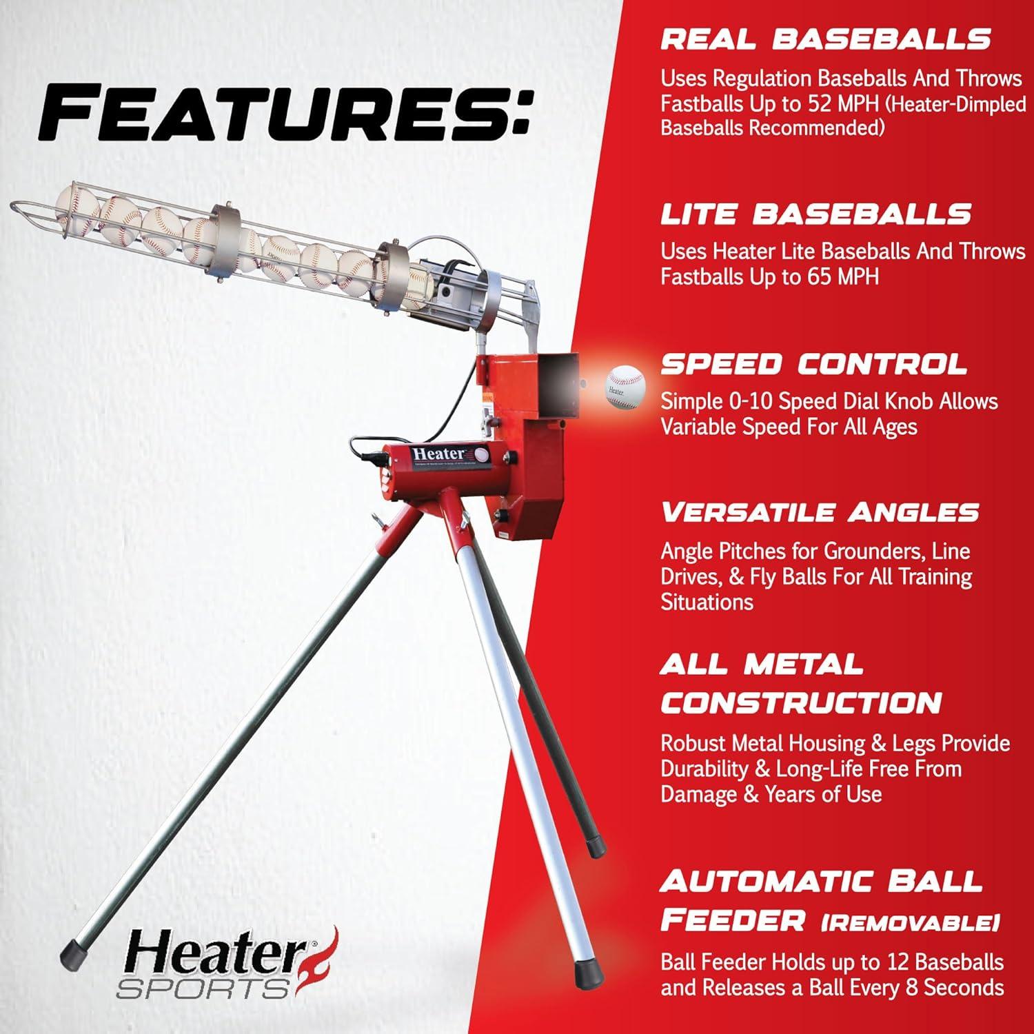 Máquina de Lanzamiento de Béisbol Heater HTR6000BB con Alimentador