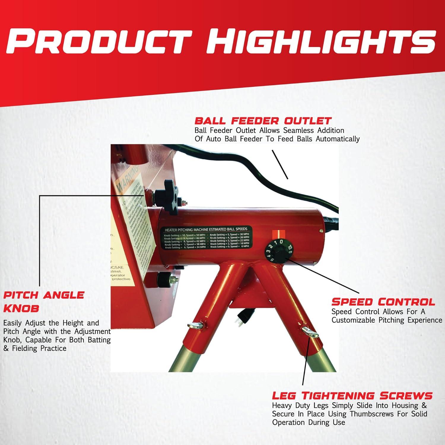 Máquina de Lanzamiento de Béisbol Heater HTR6000BB con Alimentador