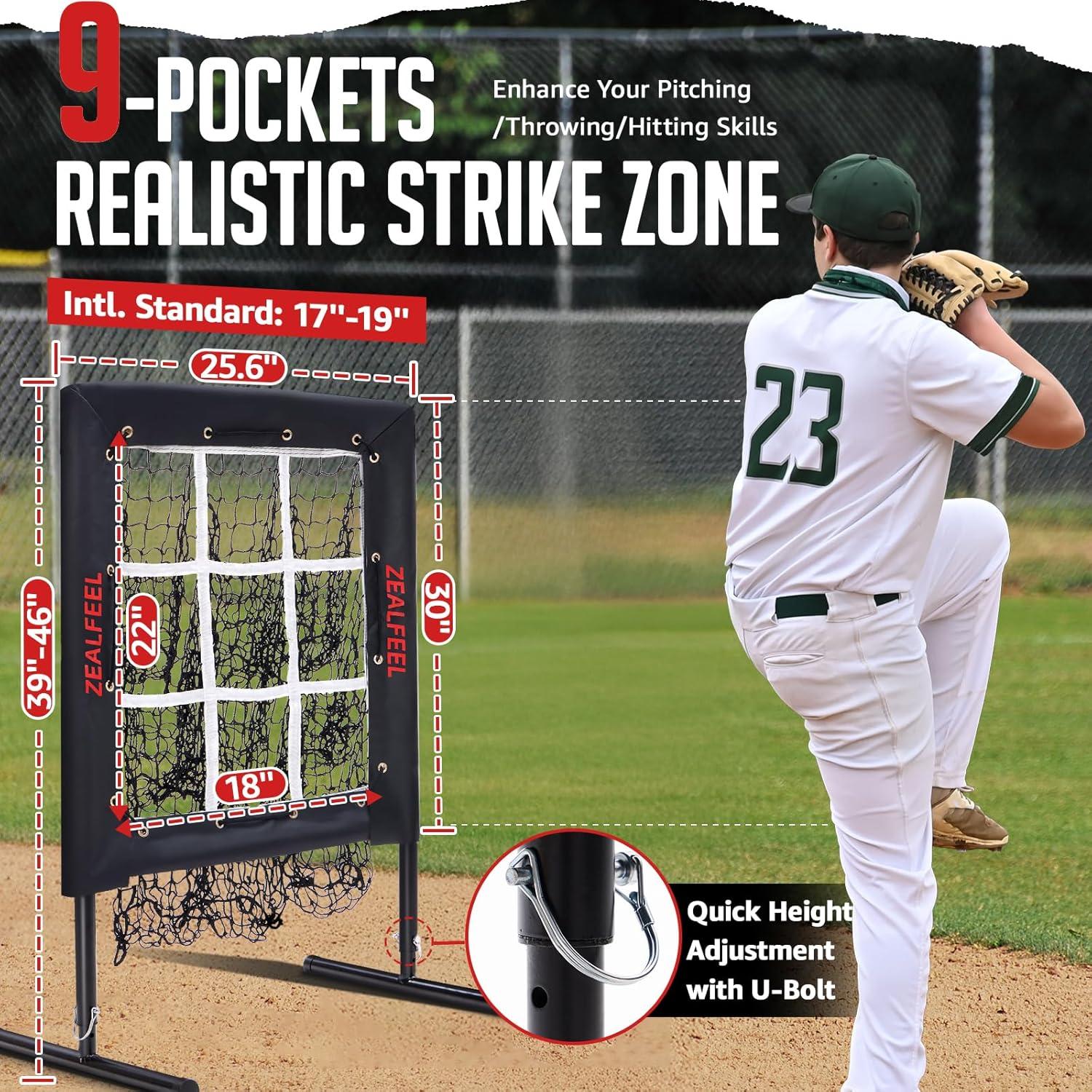 Red de Lanzamiento de Béisbol ZEALFEEL 9 Agujeros Ajustable