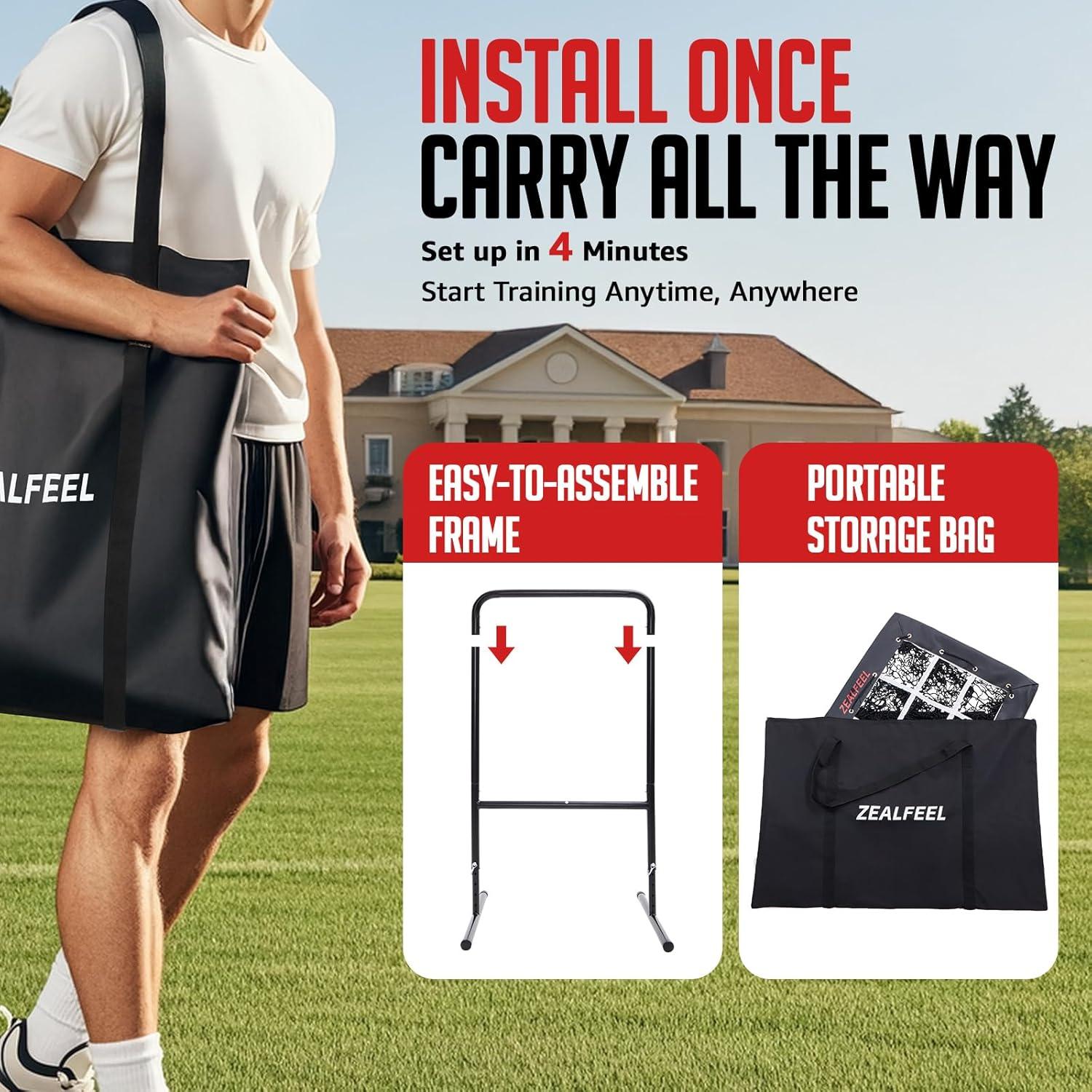 Red de Lanzamiento de Béisbol ZEALFEEL 9 Agujeros Ajustable