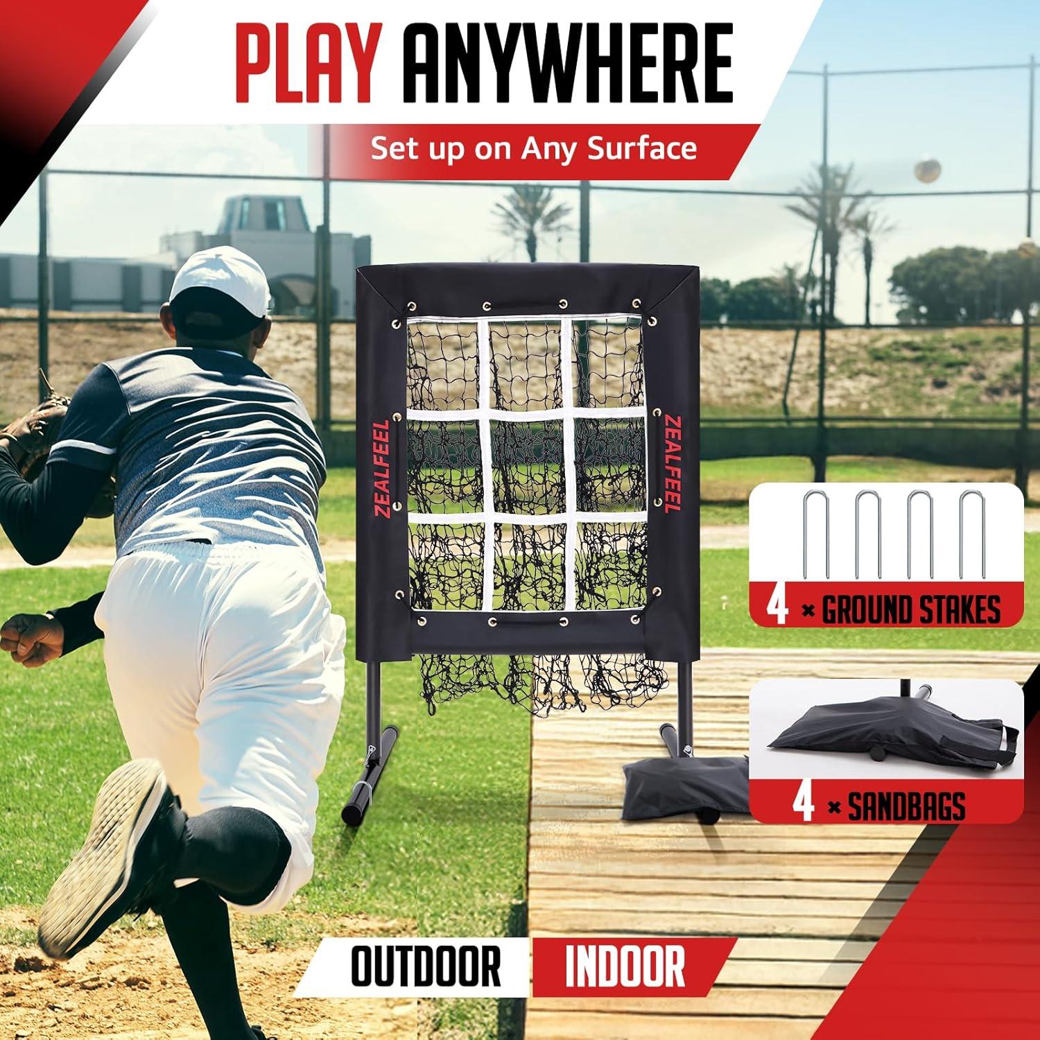 Red de Lanzamiento de Béisbol ZEALFEEL 9 Agujeros Ajustable