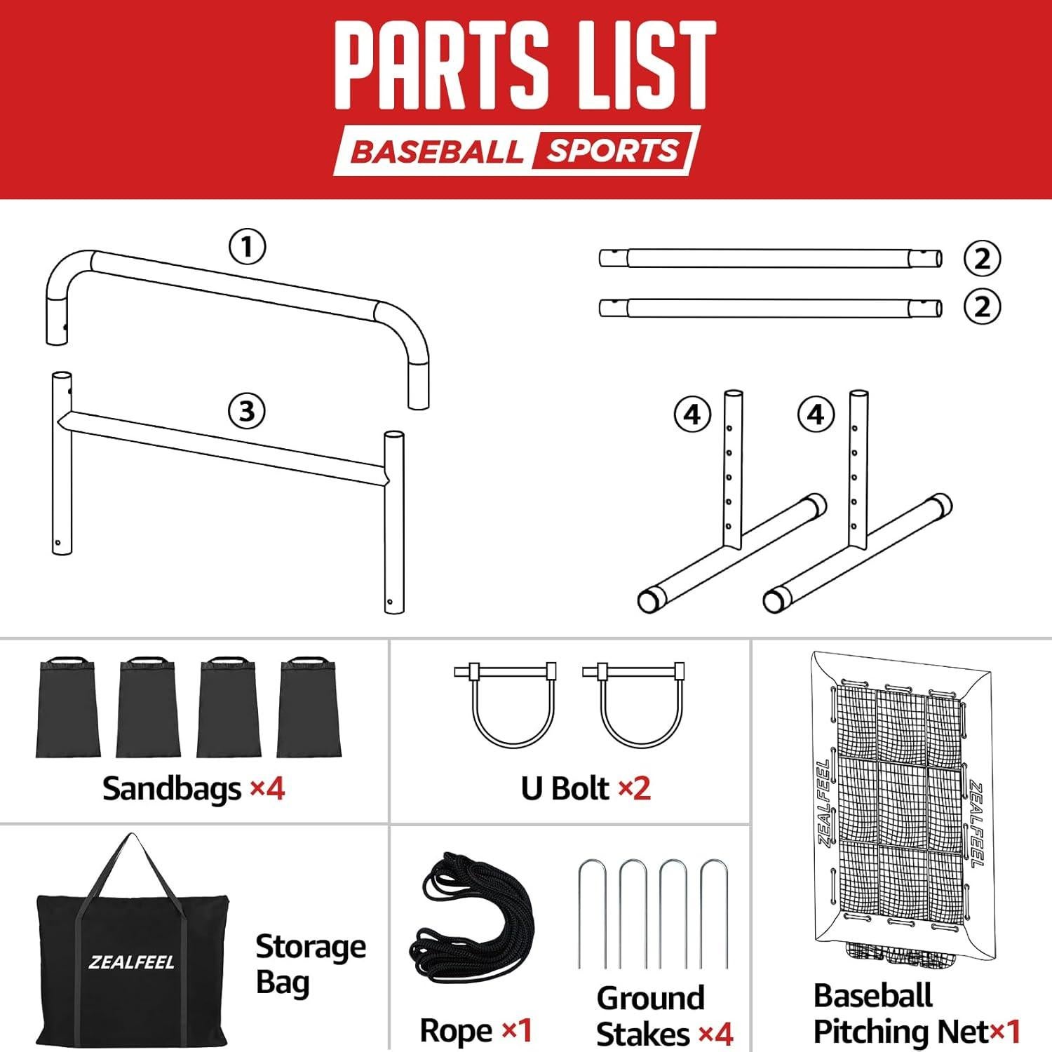 Red de Lanzamiento de Béisbol ZEALFEEL 9 Agujeros Ajustable