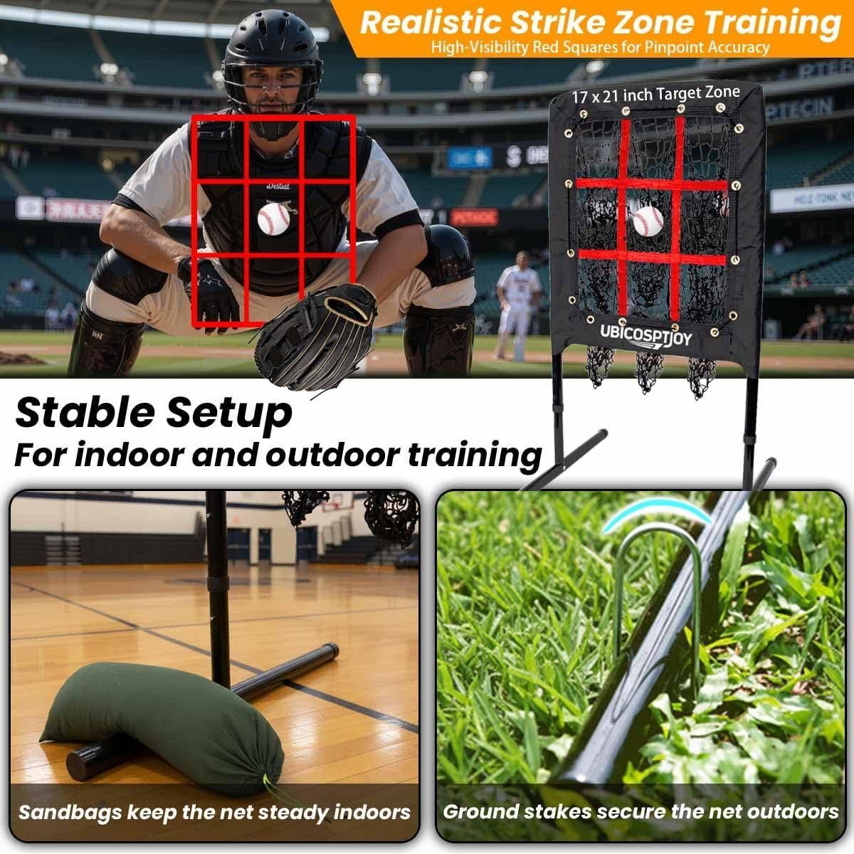 Red de Lanzamiento Béisbol UbiCoSptJoy 9 Huecos Ajustable 114.3 cm