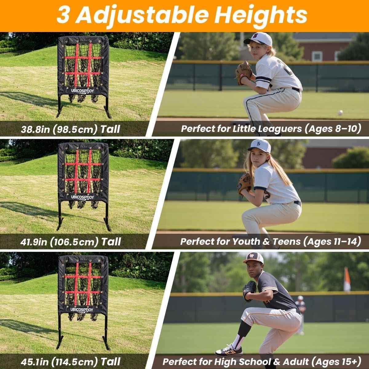 Red de Lanzamiento Béisbol UbiCoSptJoy 9 Huecos Ajustable 114.3 cm