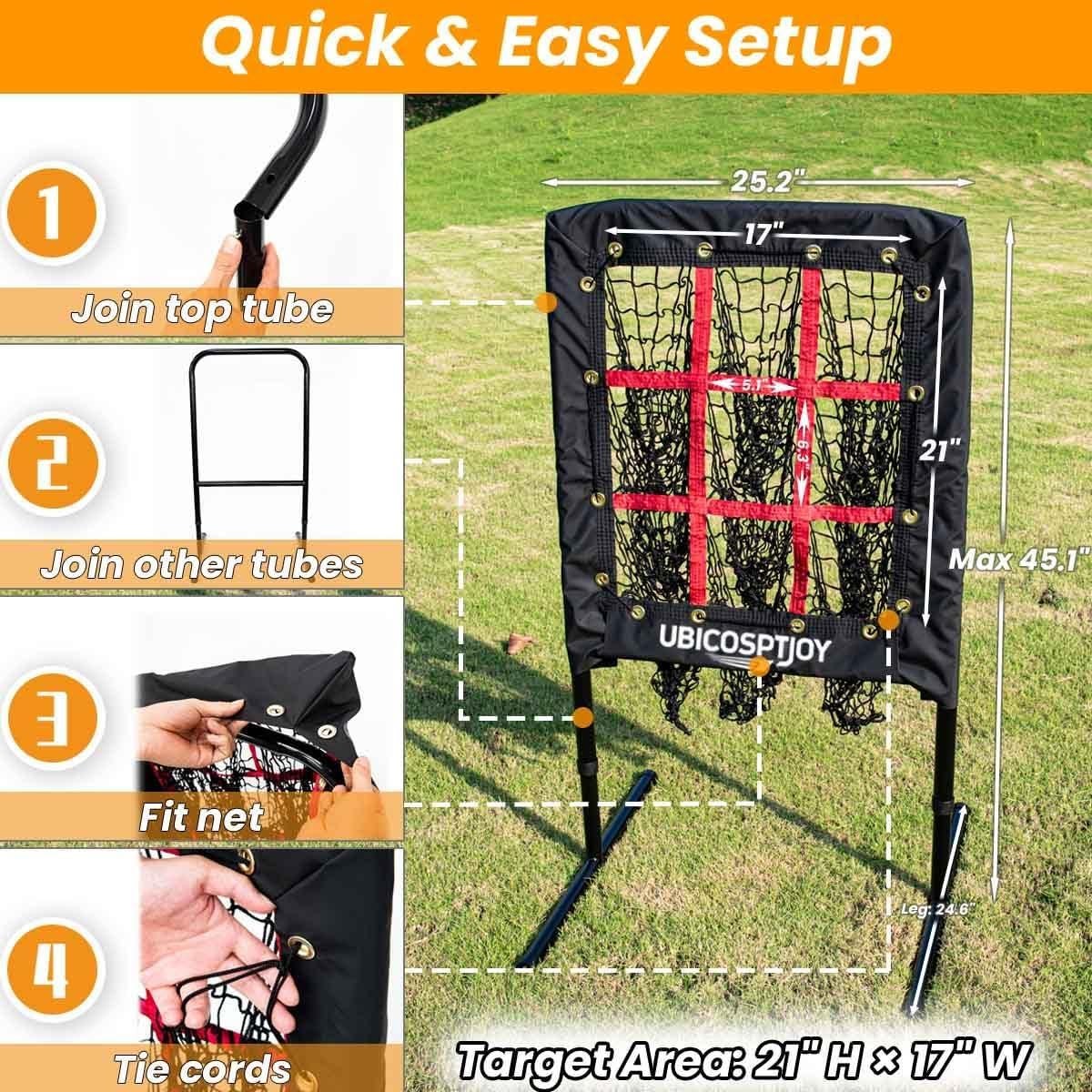 Red de Lanzamiento Béisbol UbiCoSptJoy 9 Huecos Ajustable 114.3 cm
