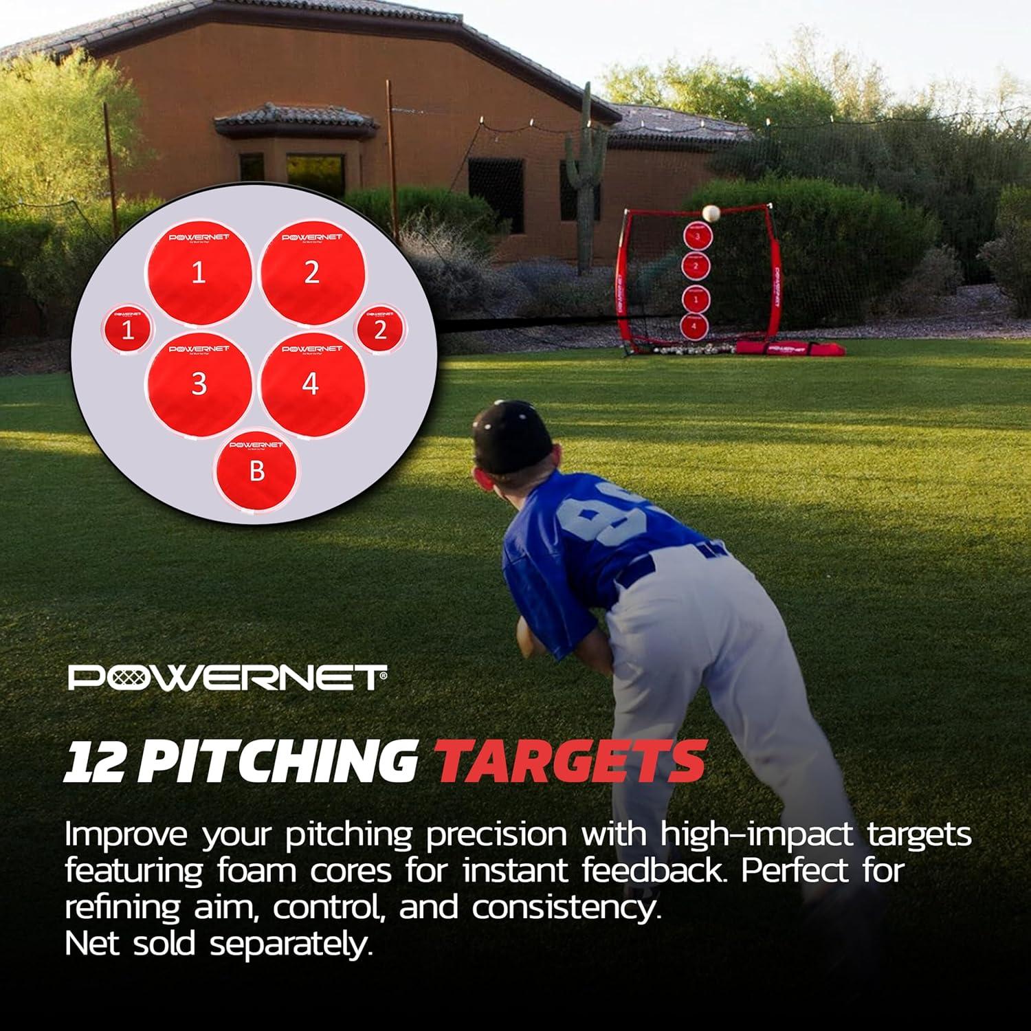 PowerNet Objetivos de Lanzamiento para Béisbol y Softbol - 12 Piezas