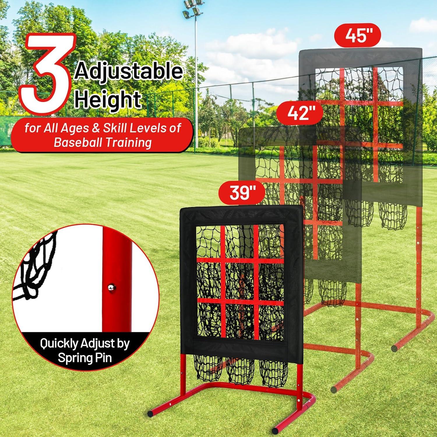 Red de Lanzamiento RACOC 9 Huecos Ajustable para Béisbol/Softbol