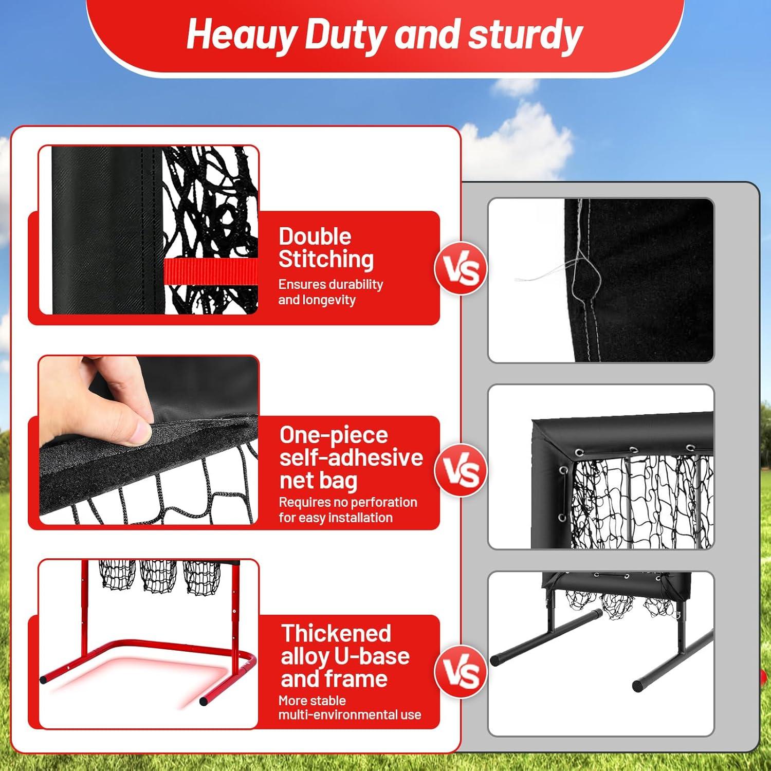 Red de Lanzamiento RACOC 9 Huecos Ajustable para Béisbol/Softbol