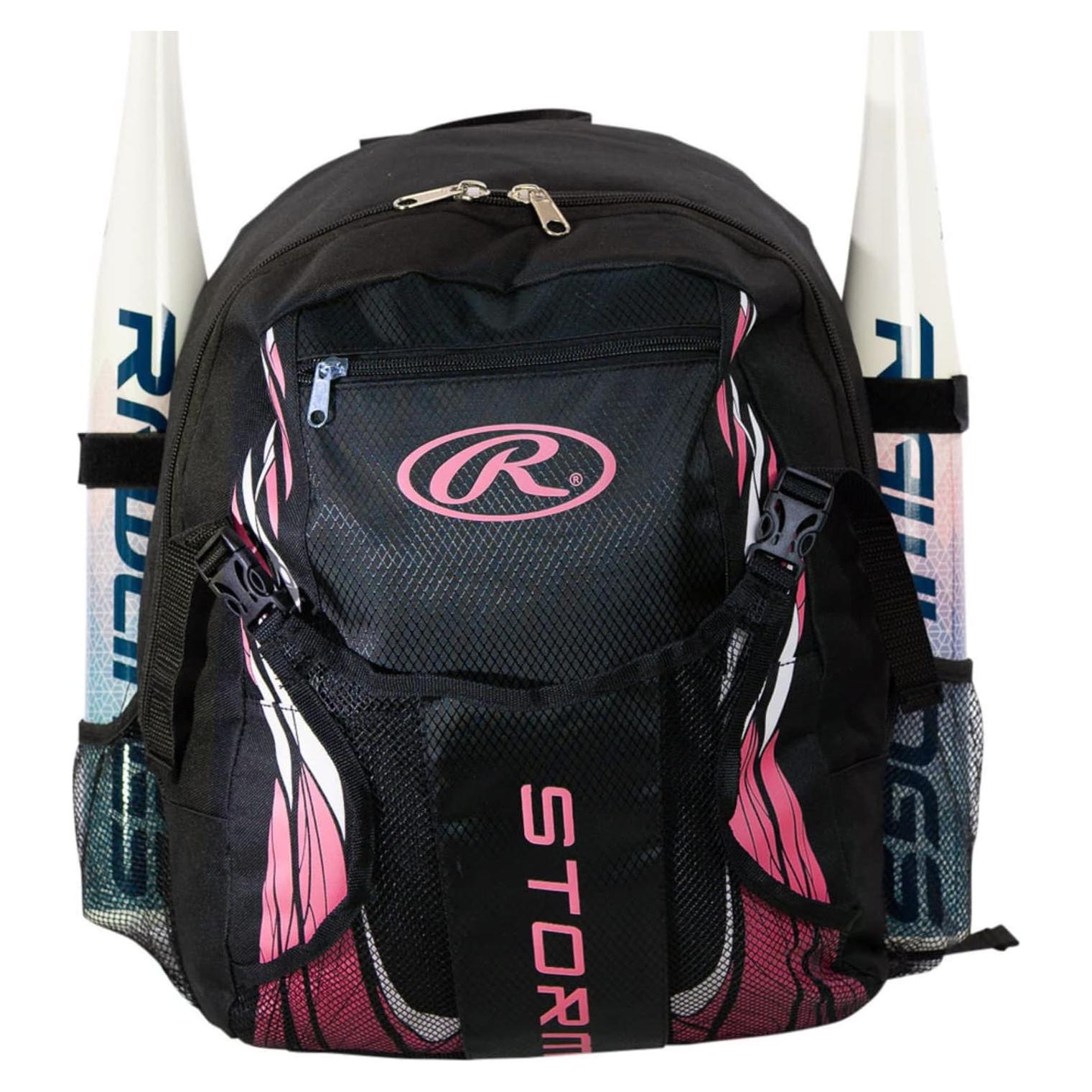 Mochila de Softbol Rawlings Storm para Niñas - Negro y Rosa