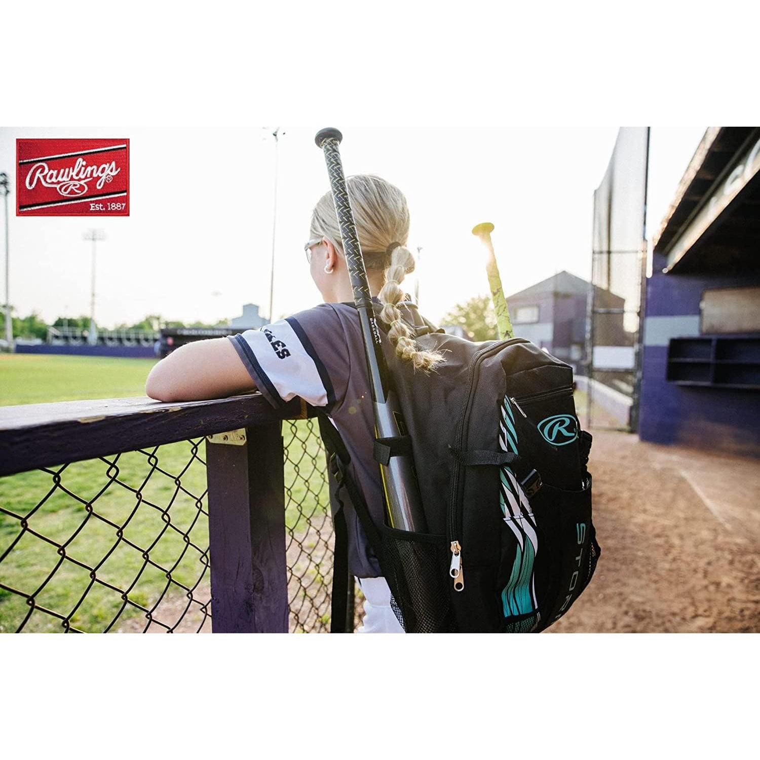Mochila de Softbol Rawlings Storm para Niñas - Negro y Rosa