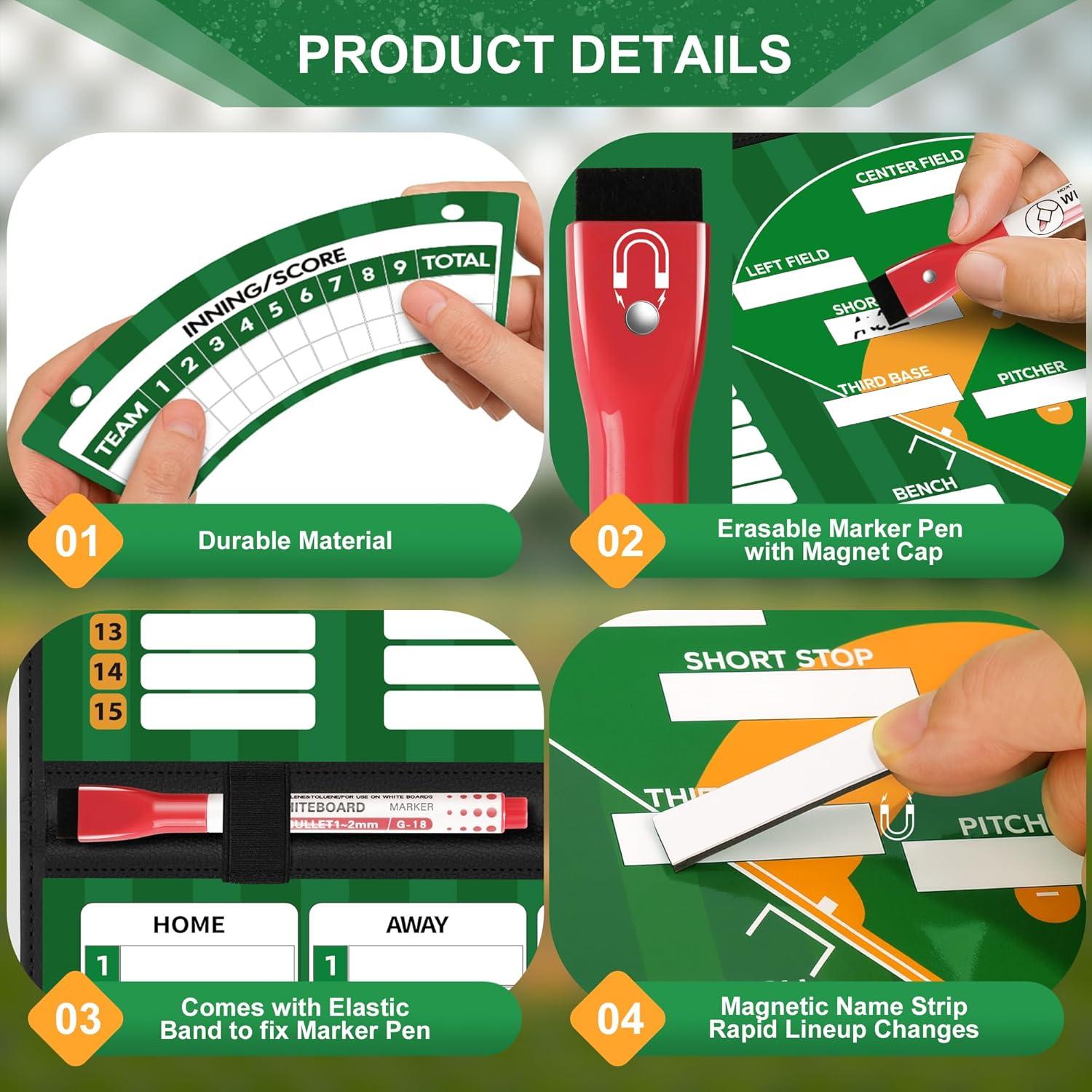 Tablero Magnético de Alineación de Béisbol Wsixsui Plegable