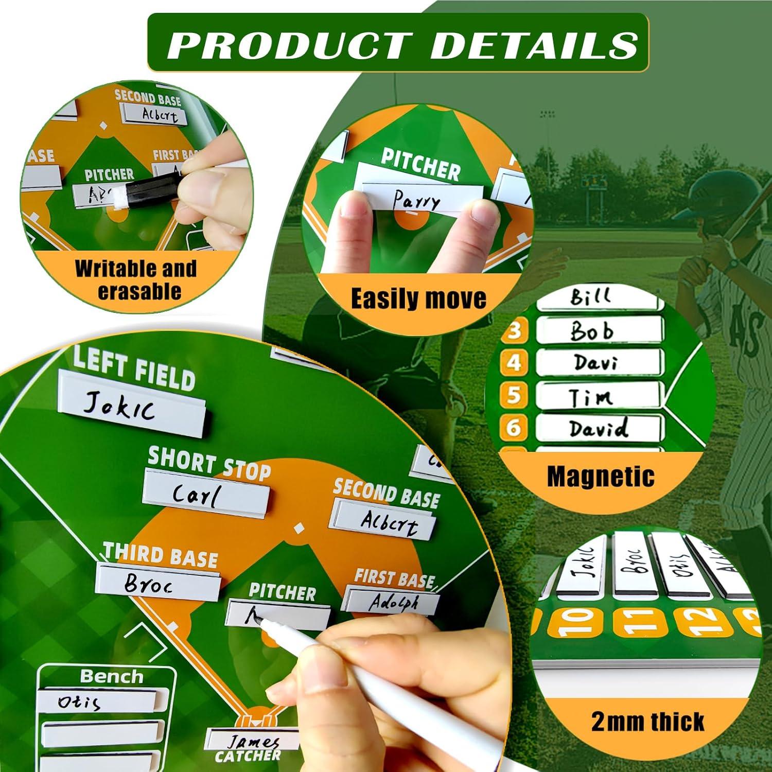 Imanes de Alineación de Béisbol LRJRIZZO 40 Piezas 1.27x5.84cm