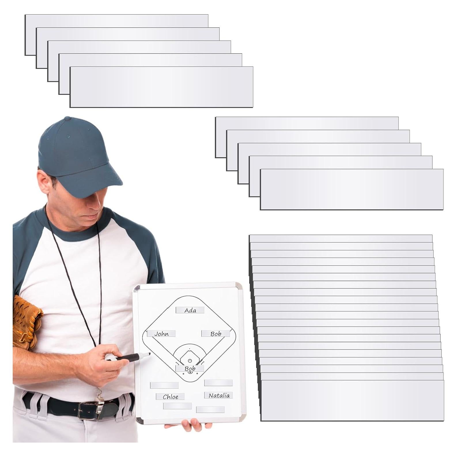 30 Tiras Magnéticas ELEGICKLIP para Tablero de Béisbol 5.97x1.27cm