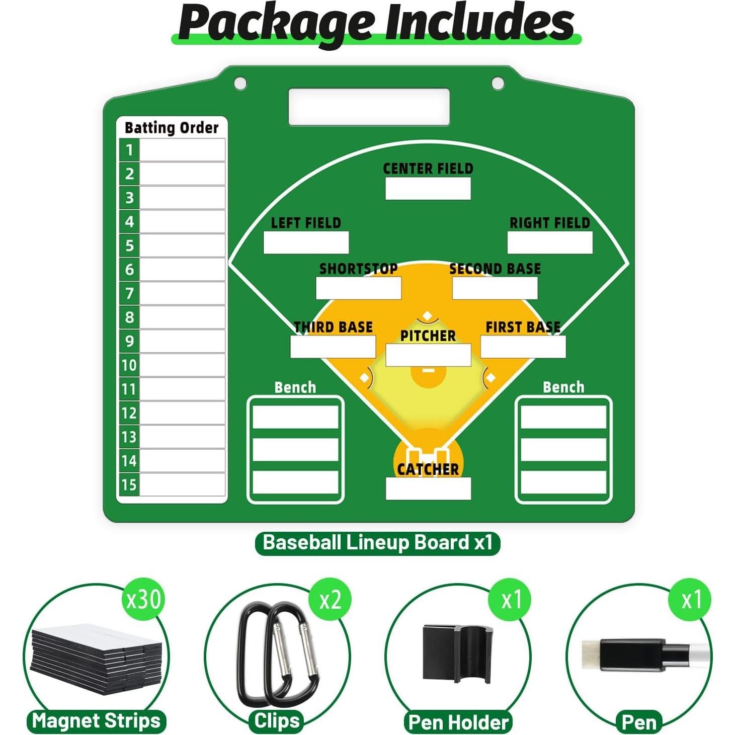 Tablero Magnético de Alineación de Béisbol NDQC - Verde
