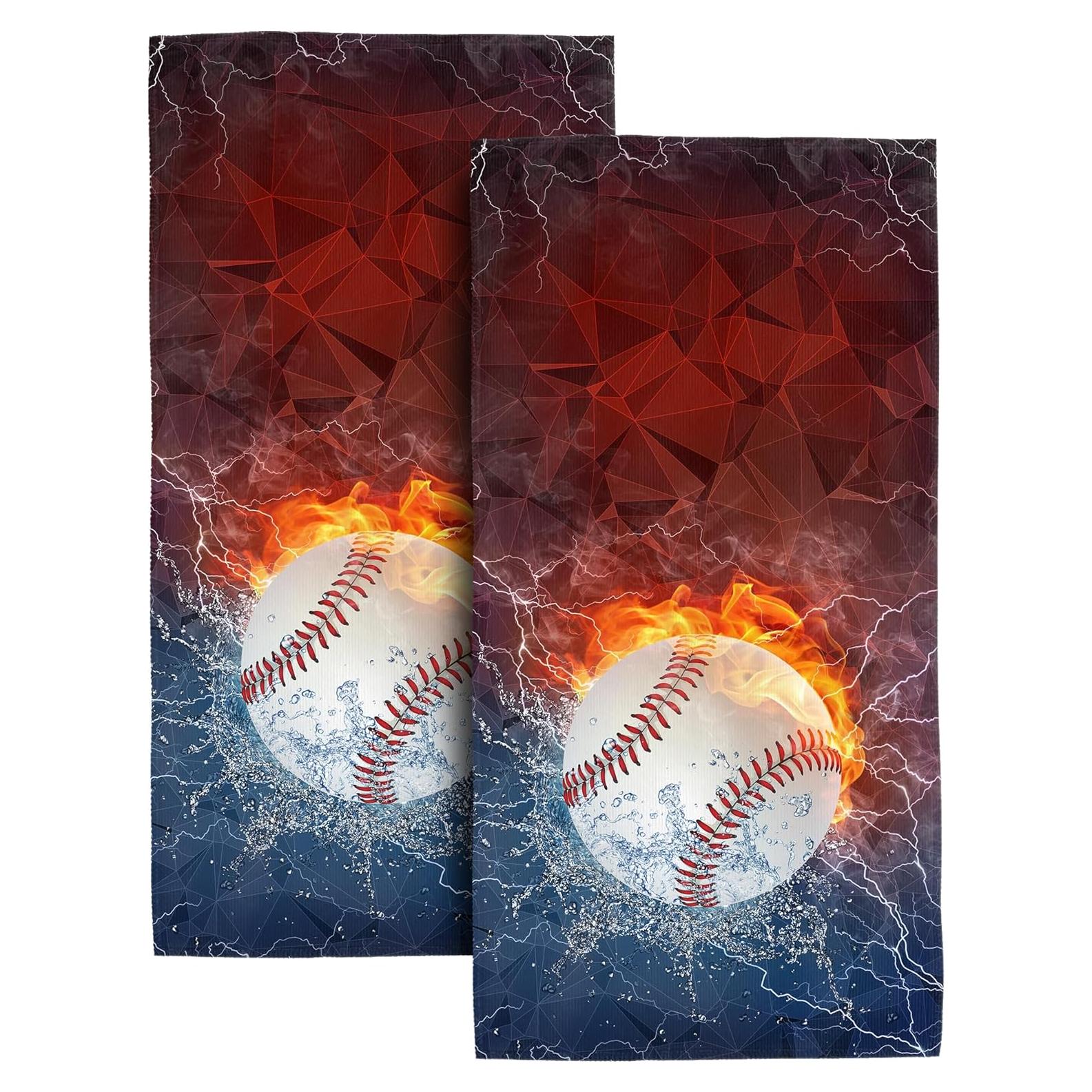 Juego de 2 Toallas de Mano Bapcoku Tema Béisbol 35x71 cm