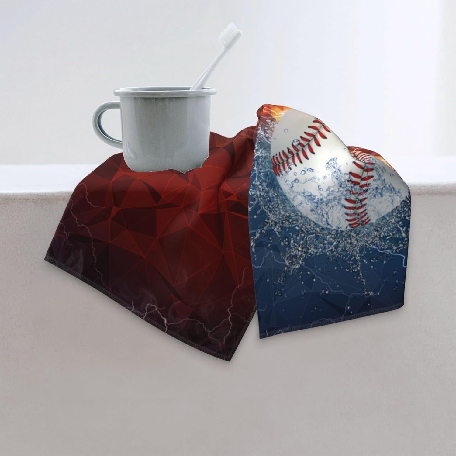 Juego de 2 Toallas de Mano Bapcoku Tema Béisbol 35x71 cm