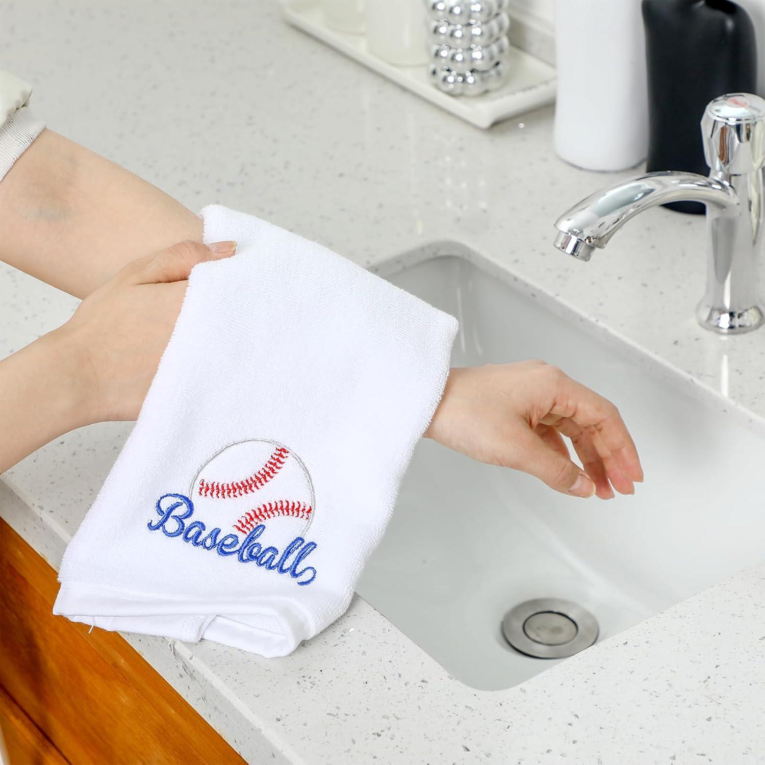 12 Toallas de Mano de Algodón FuWeave Béisbol 35x35 cm