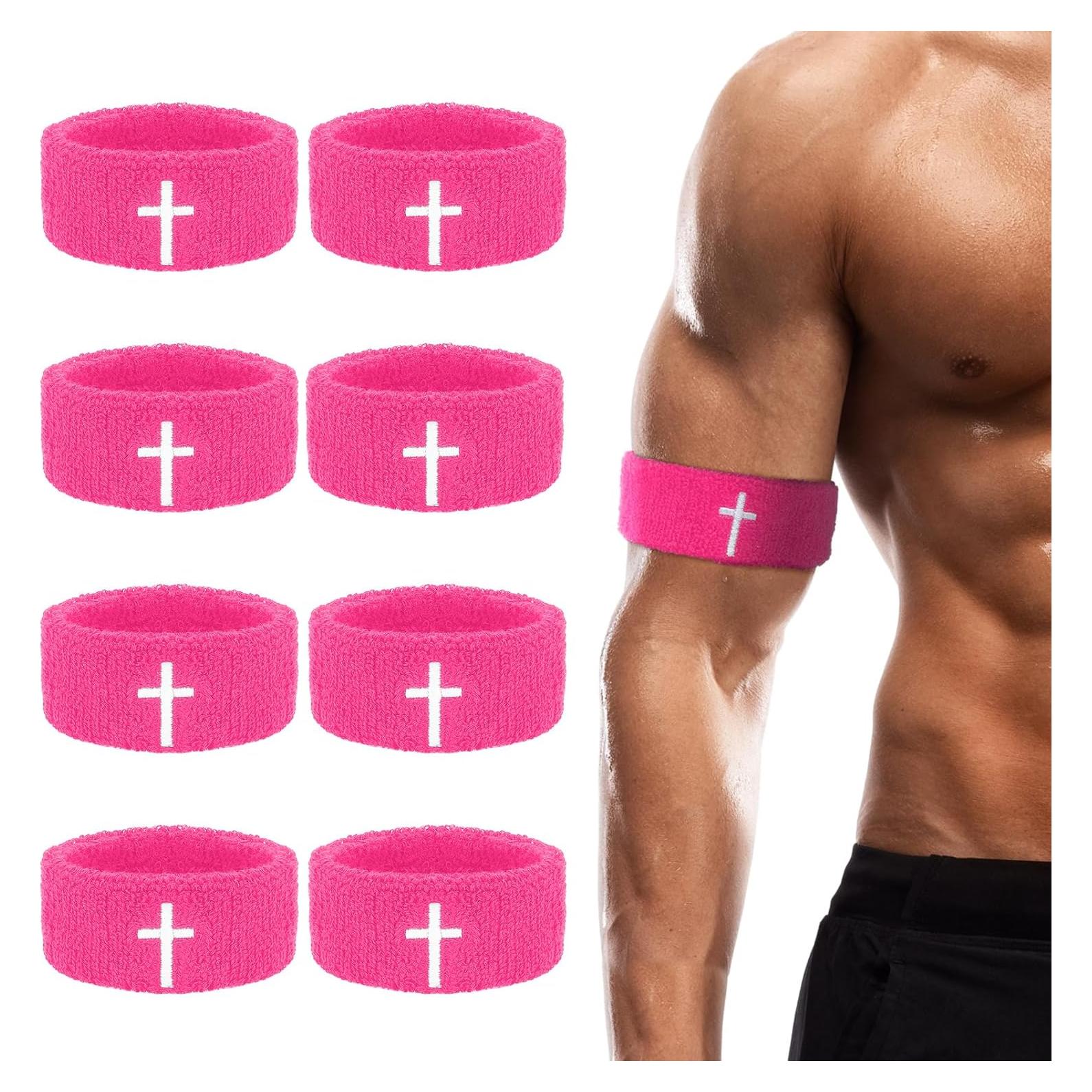 Zeyune 8 Bandas de Sudor para Brazos Rosa Cruz Deportivas