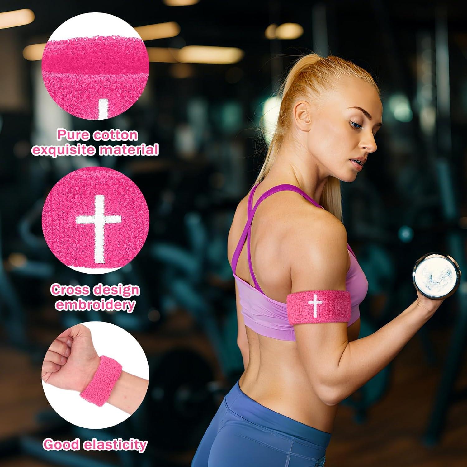 Zeyune 8 Bandas de Sudor para Brazos Rosa Cruz Deportivas