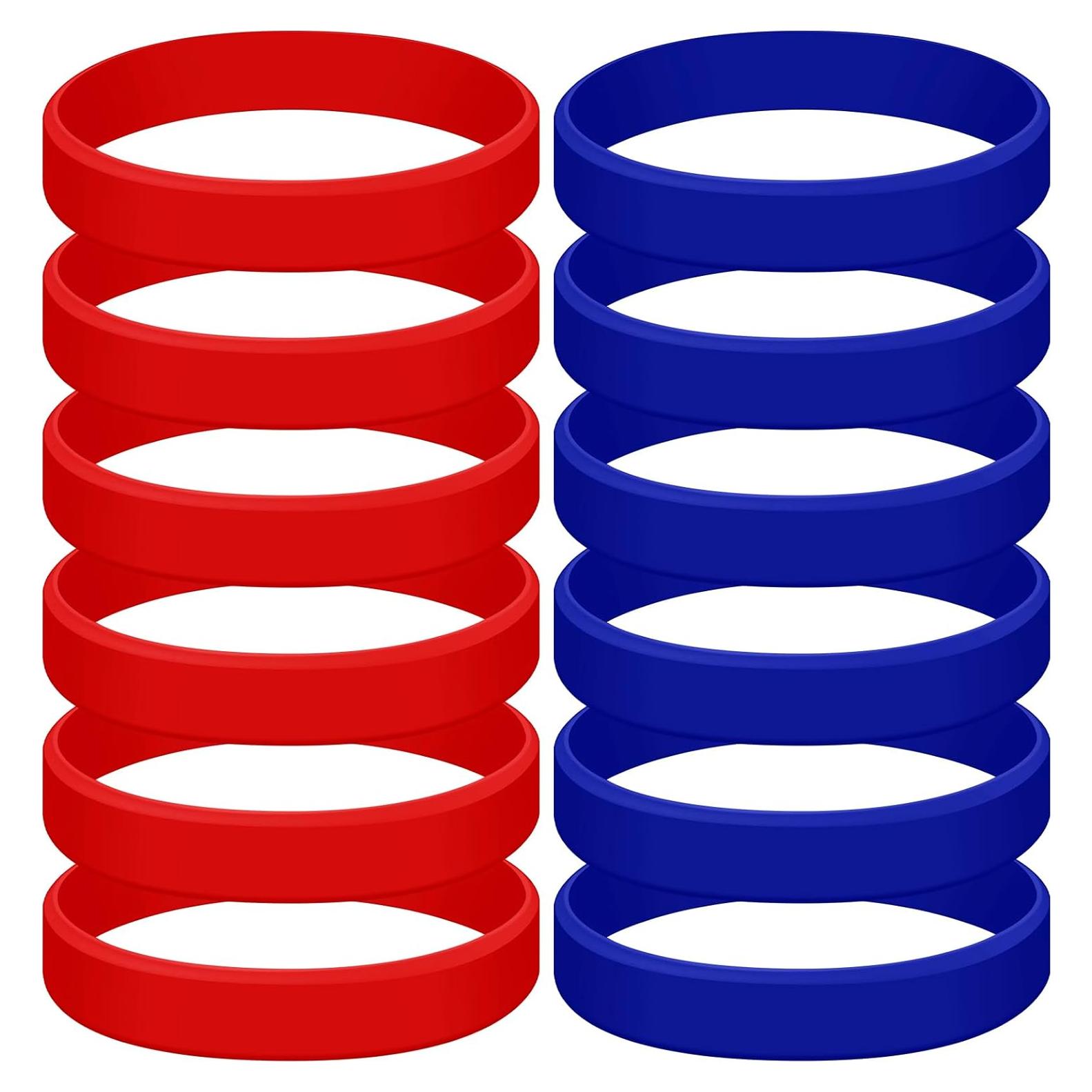 24 Pulseras de Silicona Rojas y Azules para Fiesta