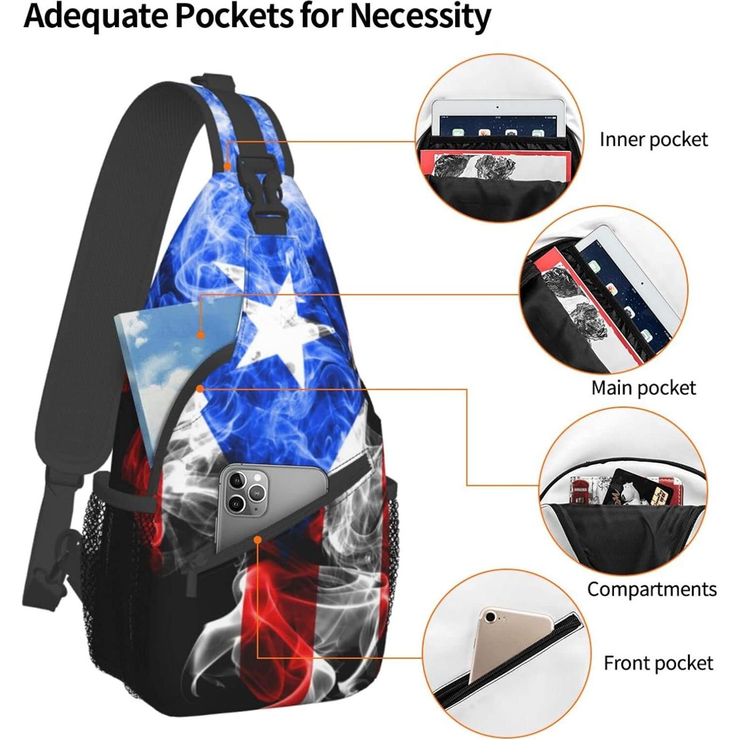 Bandolera GTEVUTS Bandera de Puerto Rico 19x8x39 cm