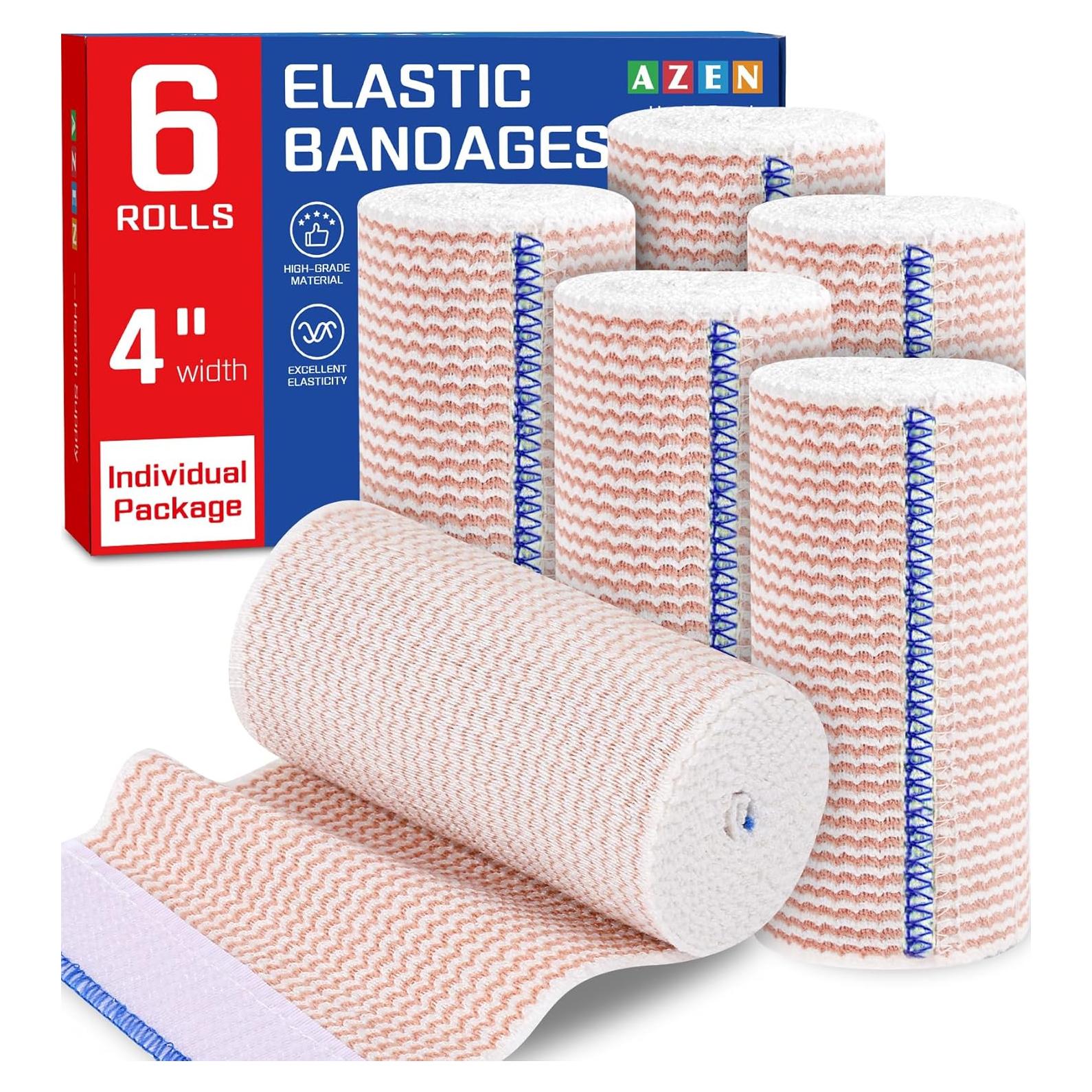 Venda Elástica AZEN Premium 6 Pack 10 cm para Compresión