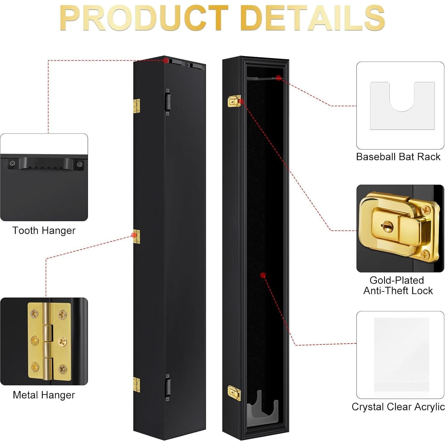 Estuche de exhibición para bate de béisbol Mlikero 97.6x12.6cm