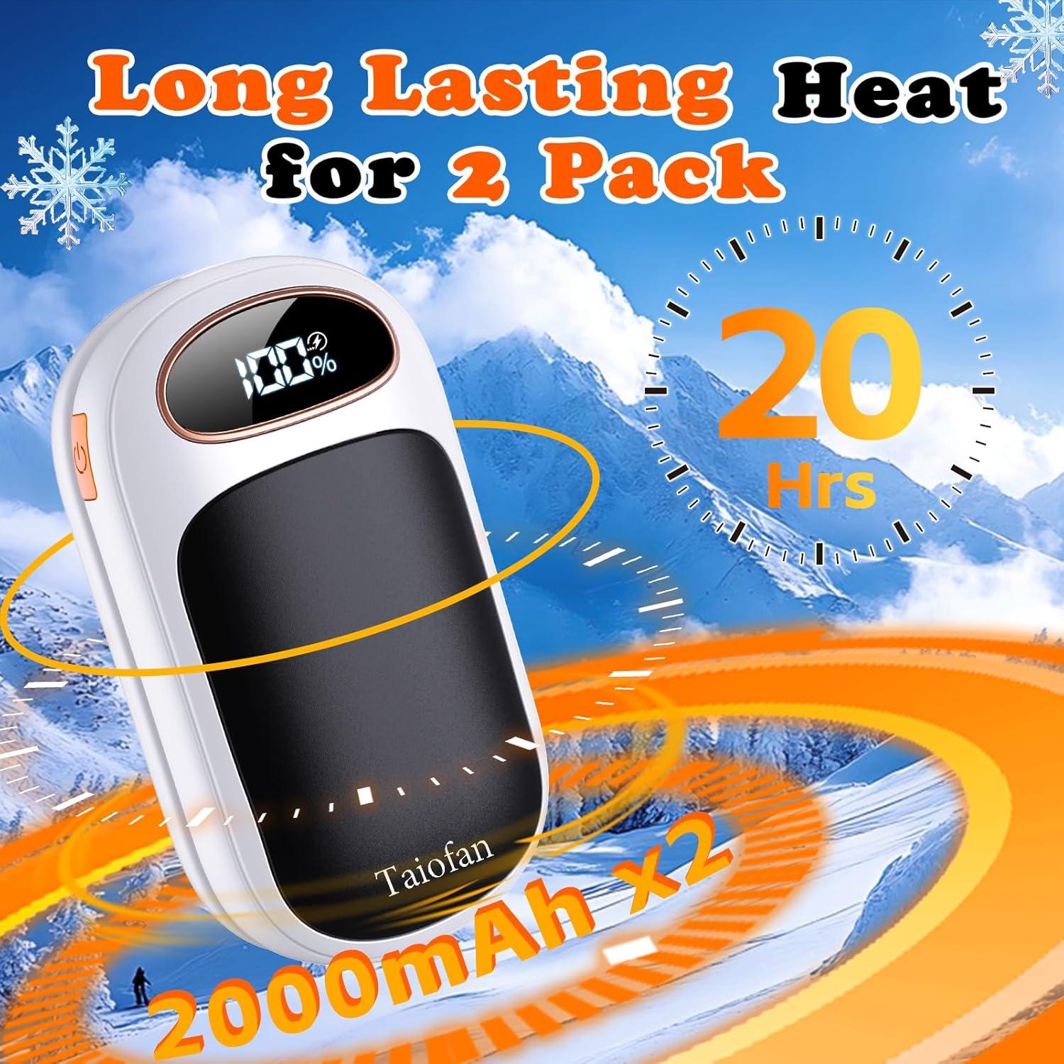 Calentador de Manos Recargable Taiofan TK05 - 2 Paquete, USB, 4 Niveles