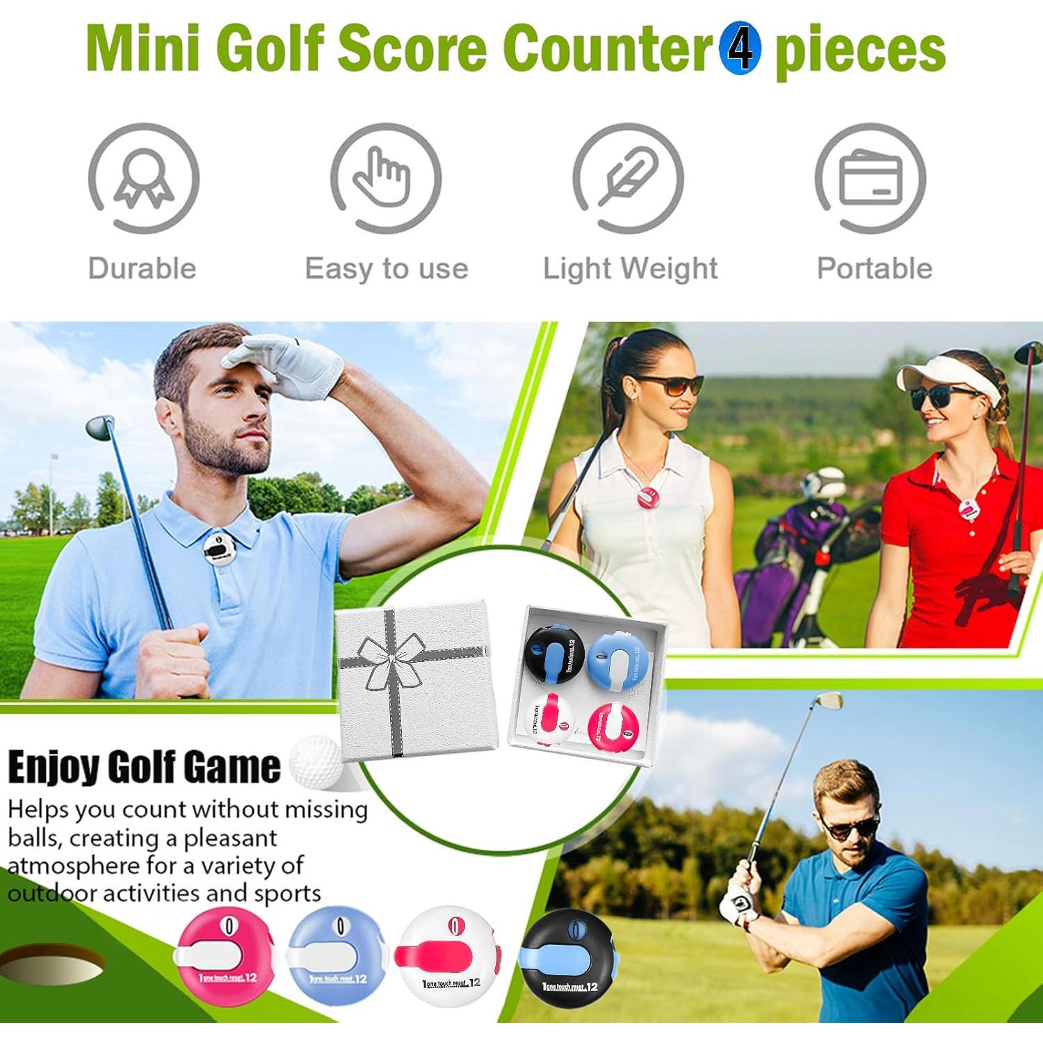 Contador de Puntuaciones de Golf Chairleiro - Set de 4 Mini Contadores